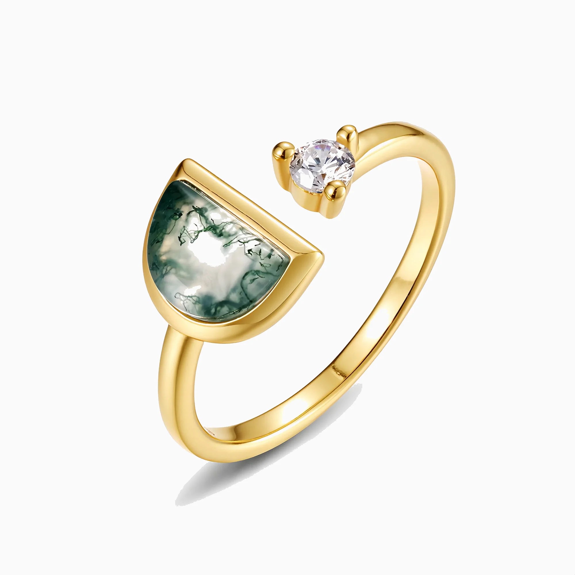 Moss Agate Open-Air Ring