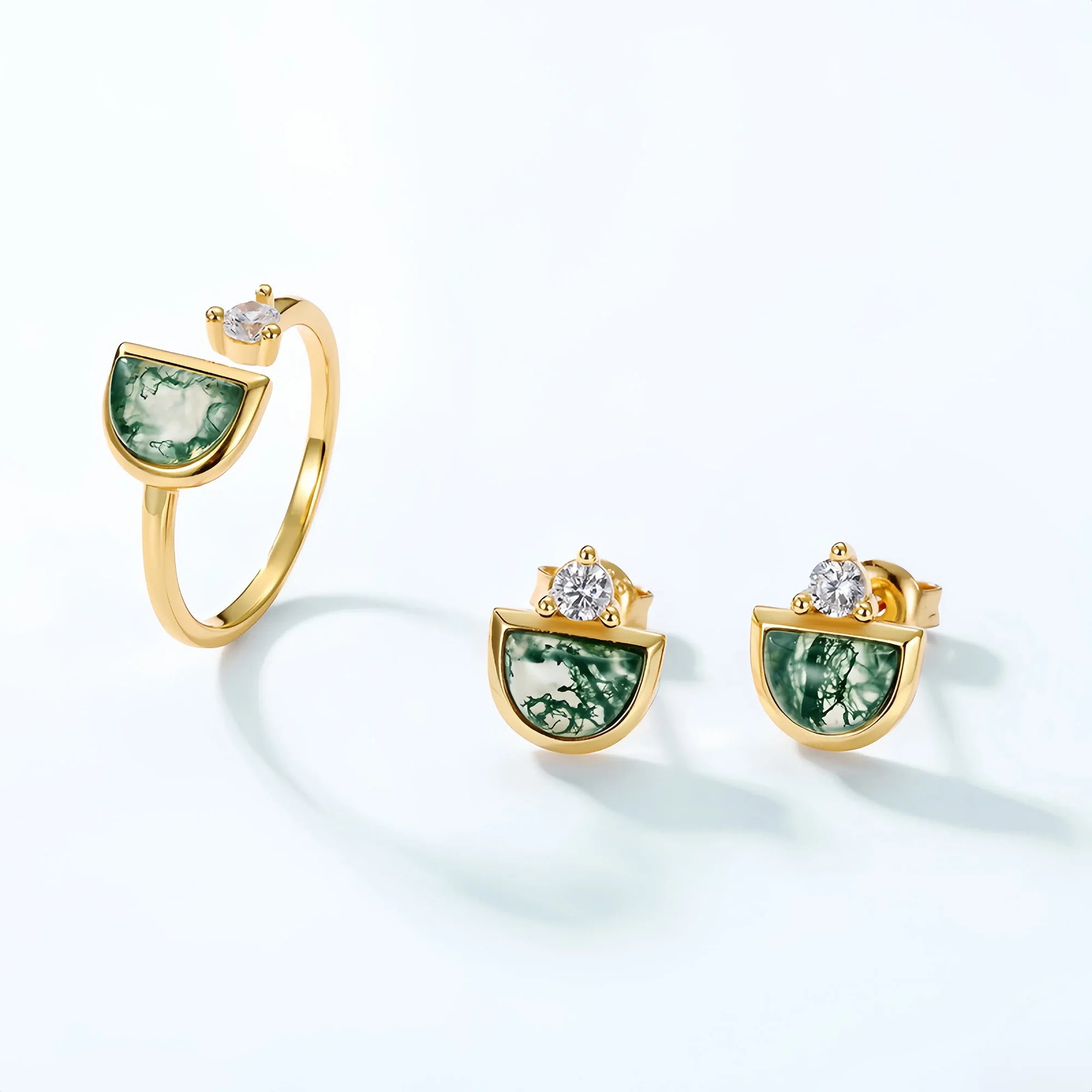 Moss Agate Open-Air Ring