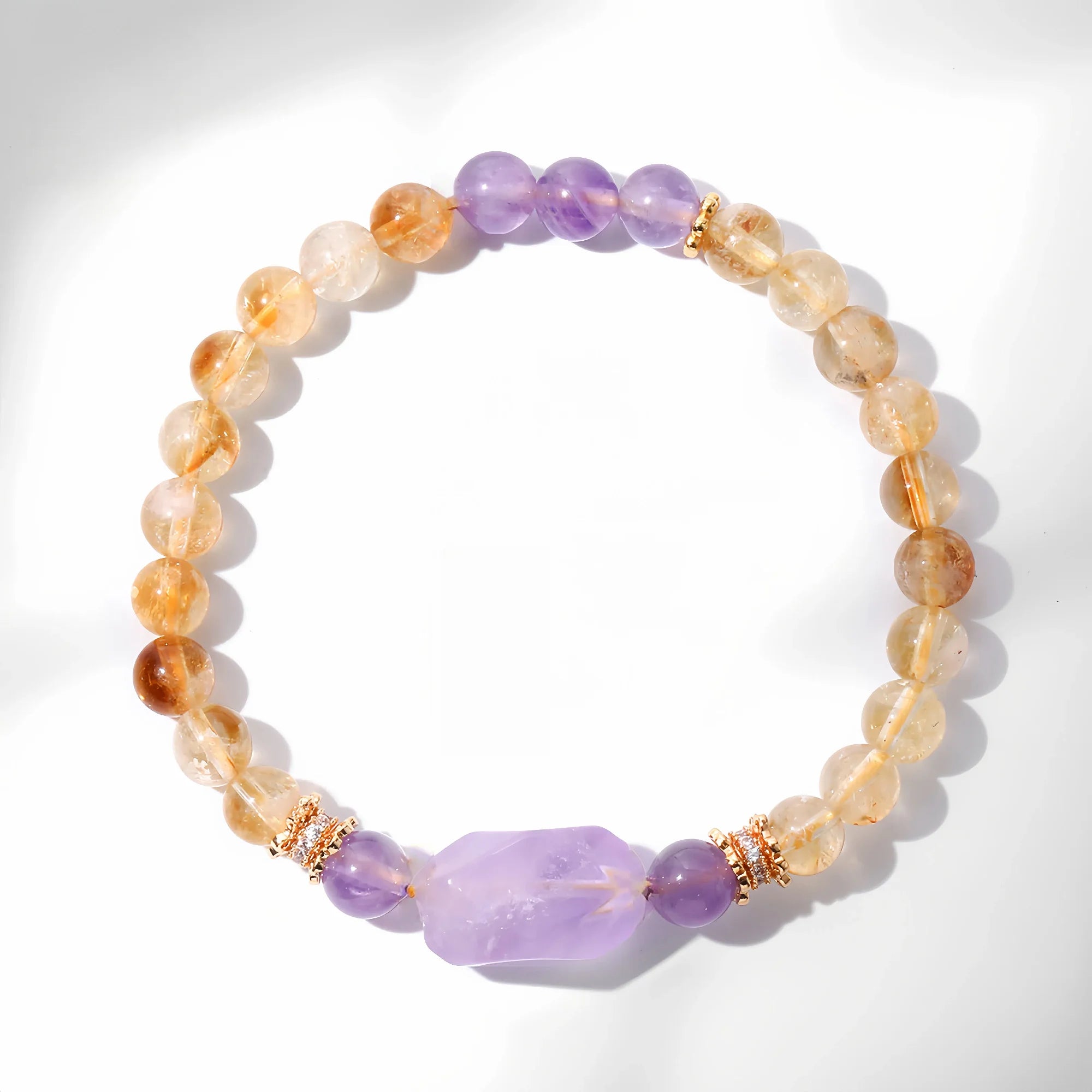 Natural Citrine and Amethyst Chip Bracelet