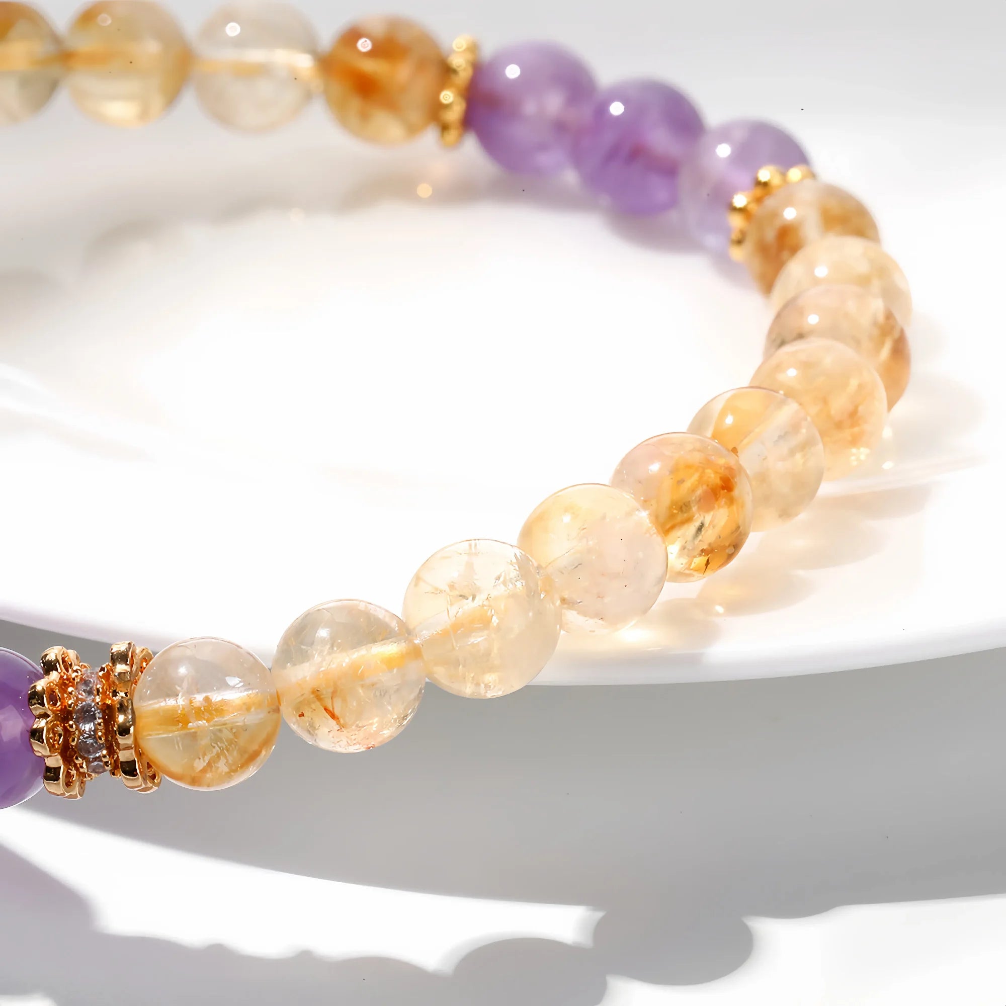 Natural Citrine and Amethyst Chip Bracelet