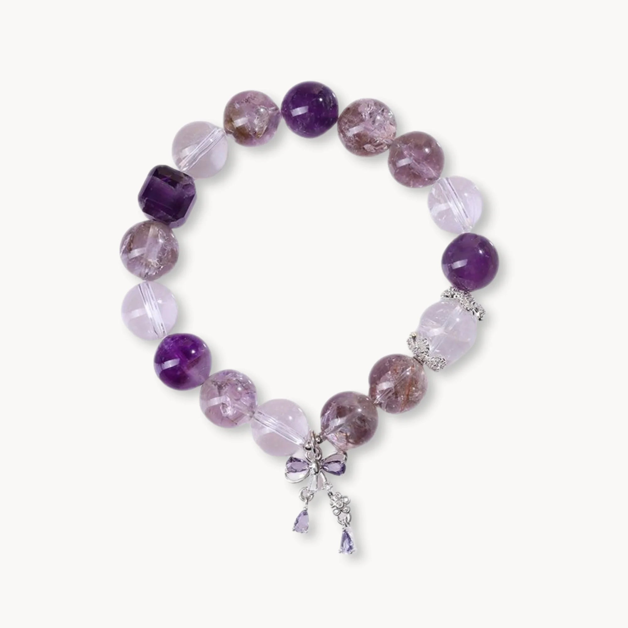 Natural Crystal Stretch Bracelet Amethyst Clear Quartz Citrine