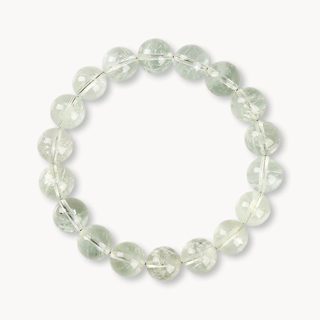 Natural Green Azeztulite Round Bead Bracelet for Spiritual Healing