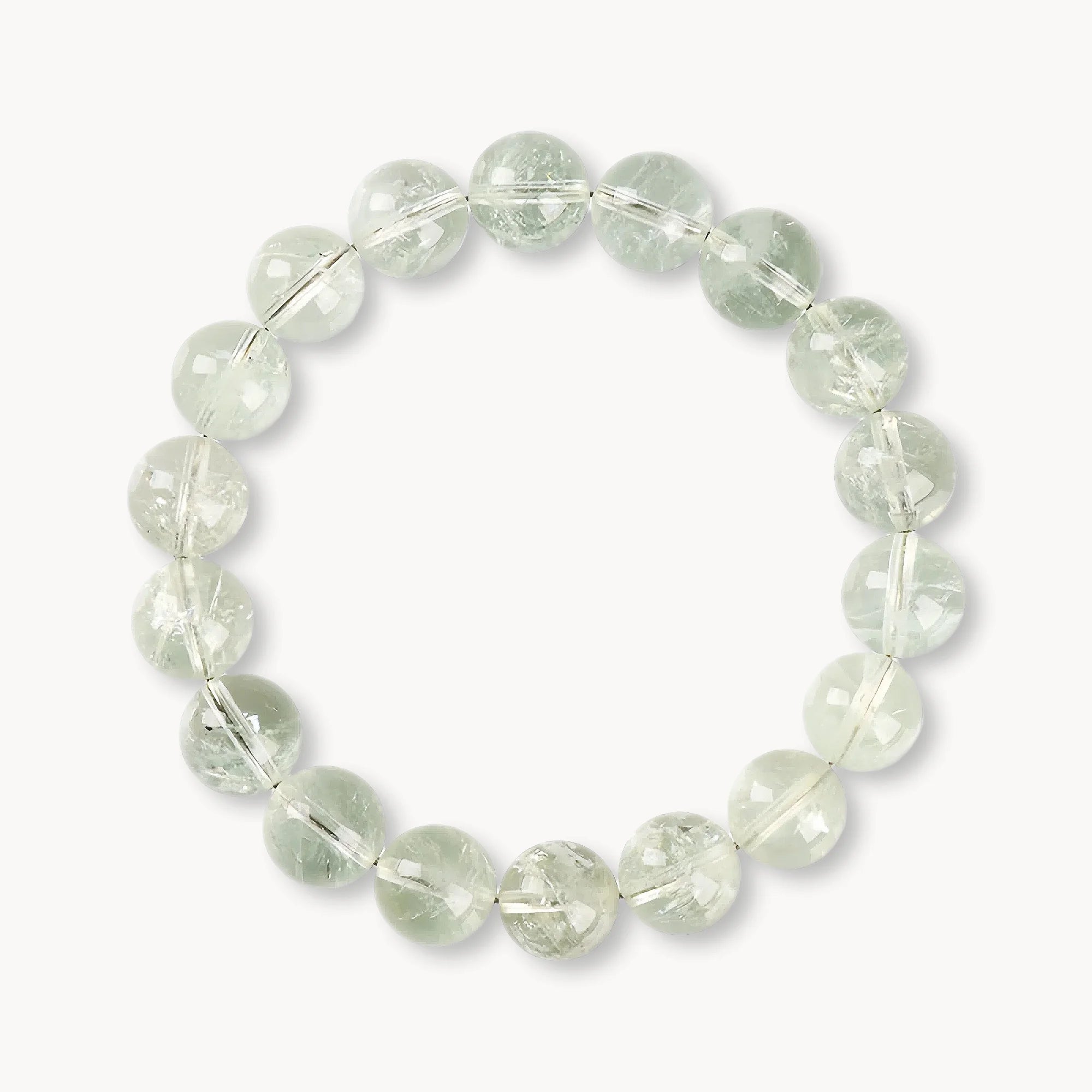Natural Green Azeztulite Round Bead Bracelet for Spiritual Healing