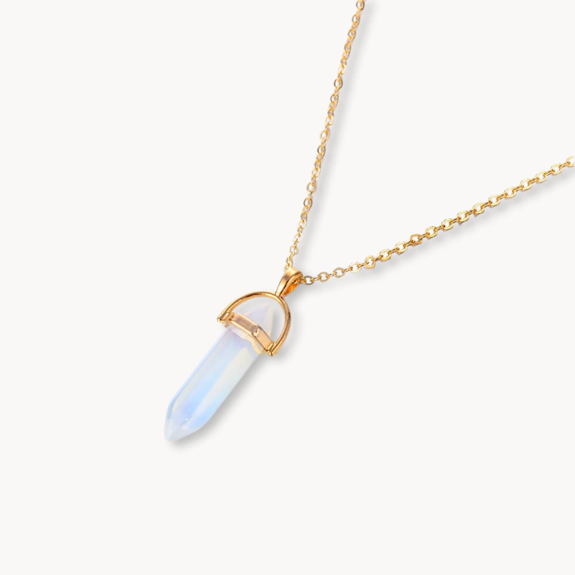 Natural Moonstone Pyramid Necklace Pendant in 18K Gold Vermeil