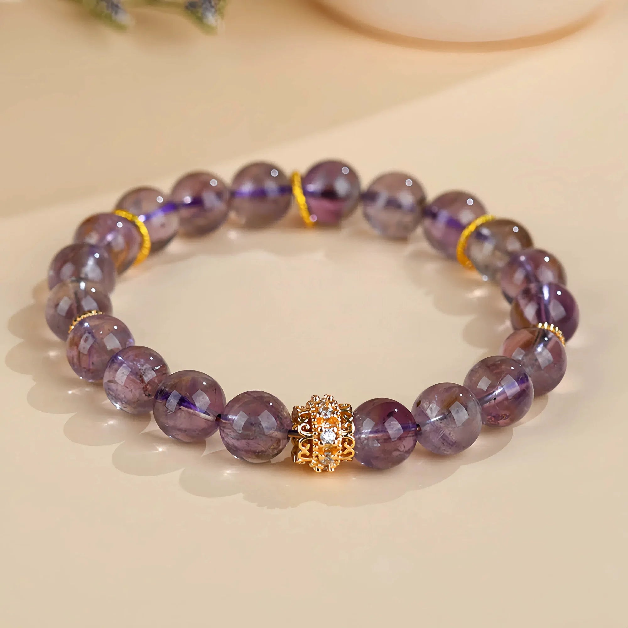 Natural Purple Amethyst Crystal Stretch Bracelet