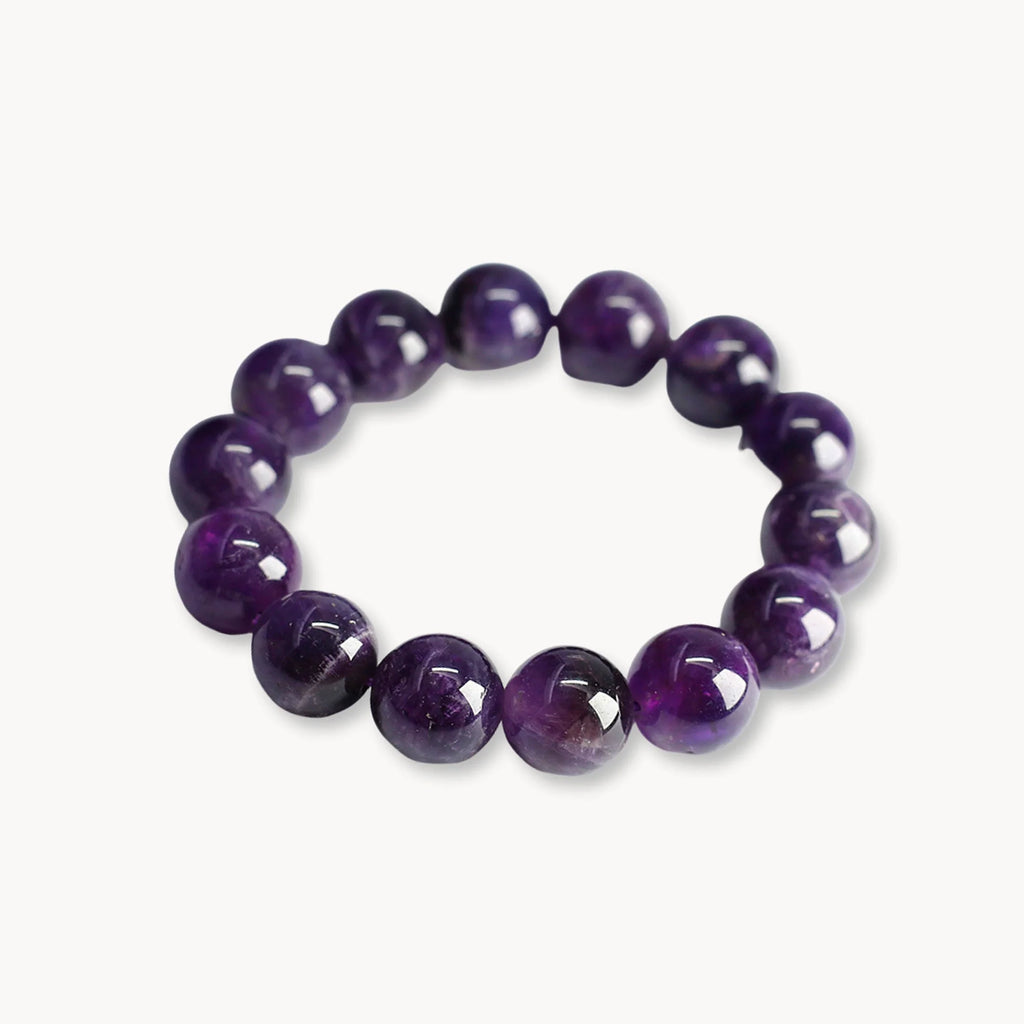 Natural Round Amethyst Bead Bracelet