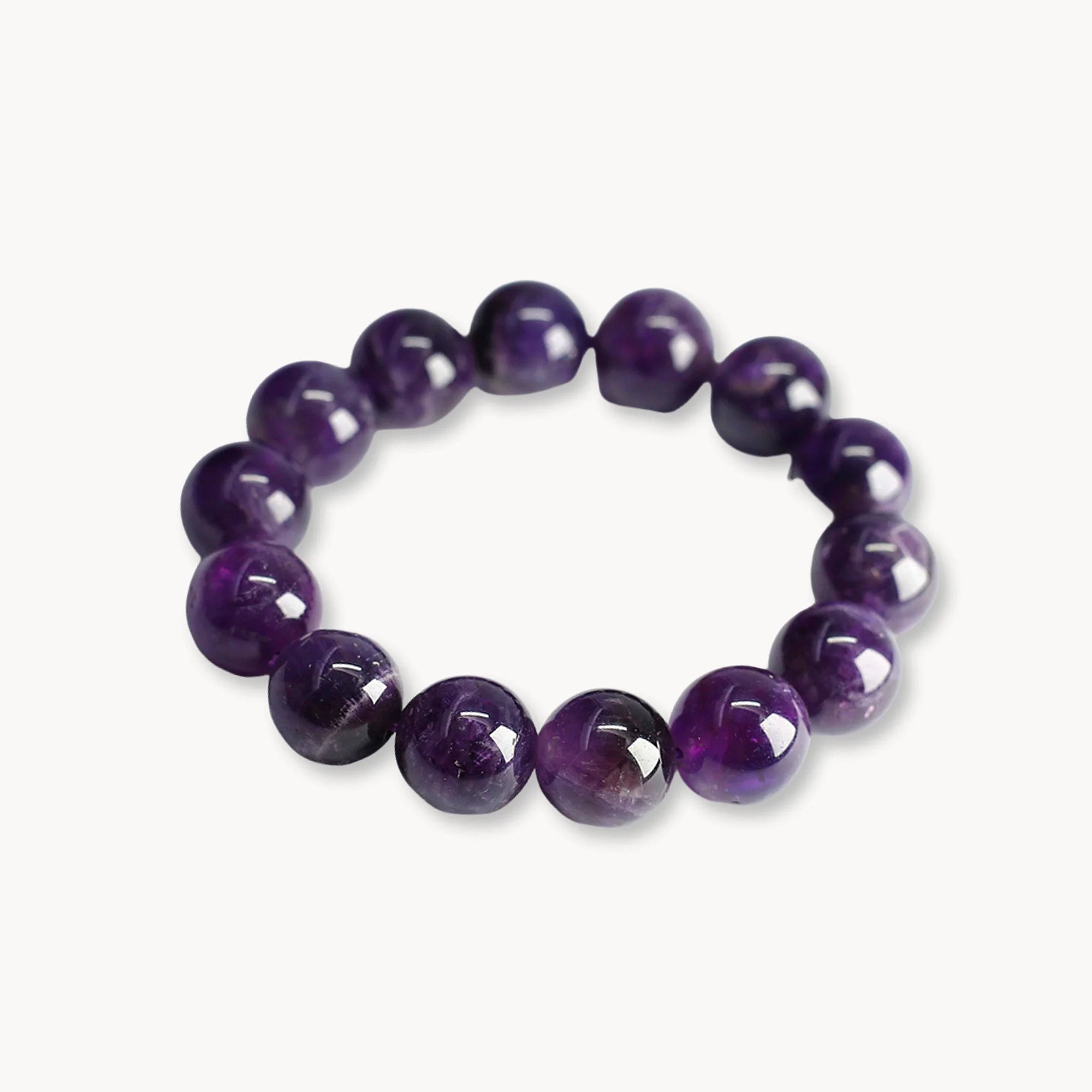 Natural Round Amethyst Bead Bracelet