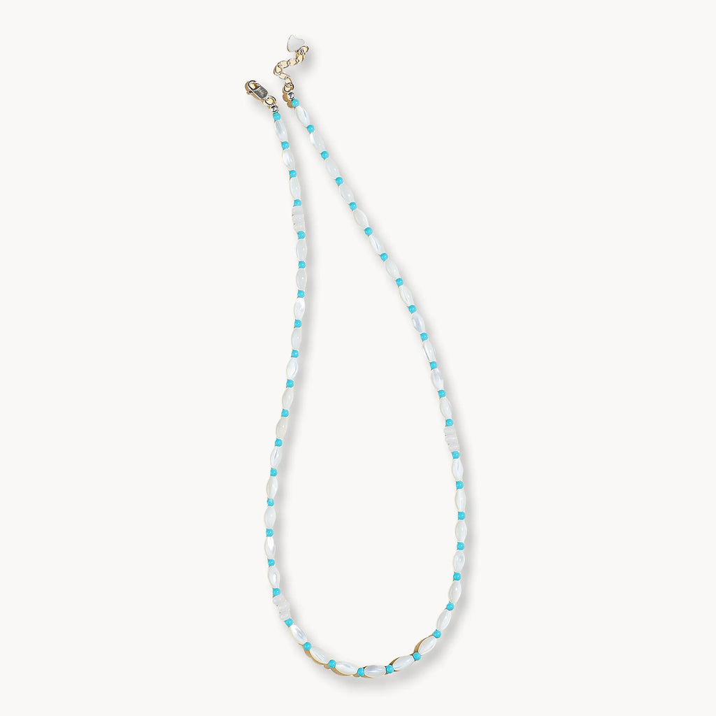 Natural Trochus Shell Agate & Turquoise Necklace