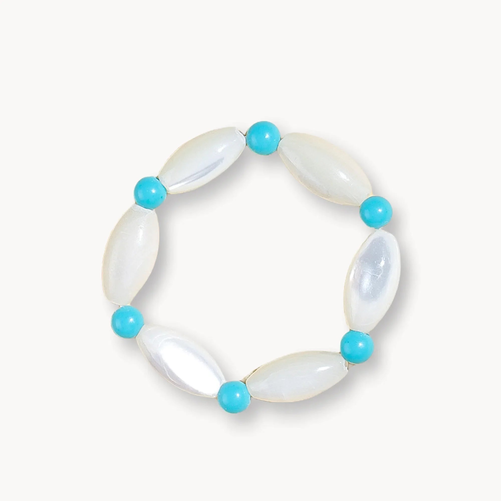 Natural Trochus Shell & Turquoise Alternating Bead Ring