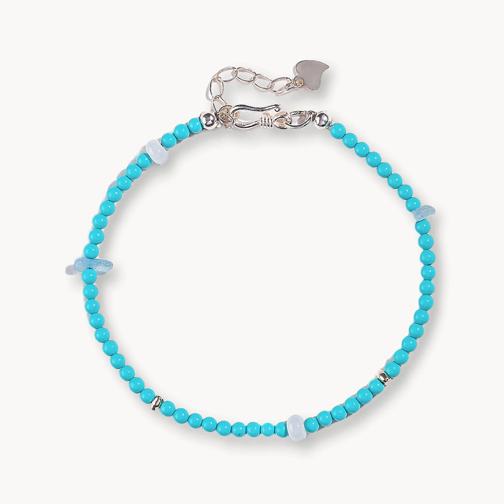 Natural Turquoise Aquamarine Beaded Bracelet