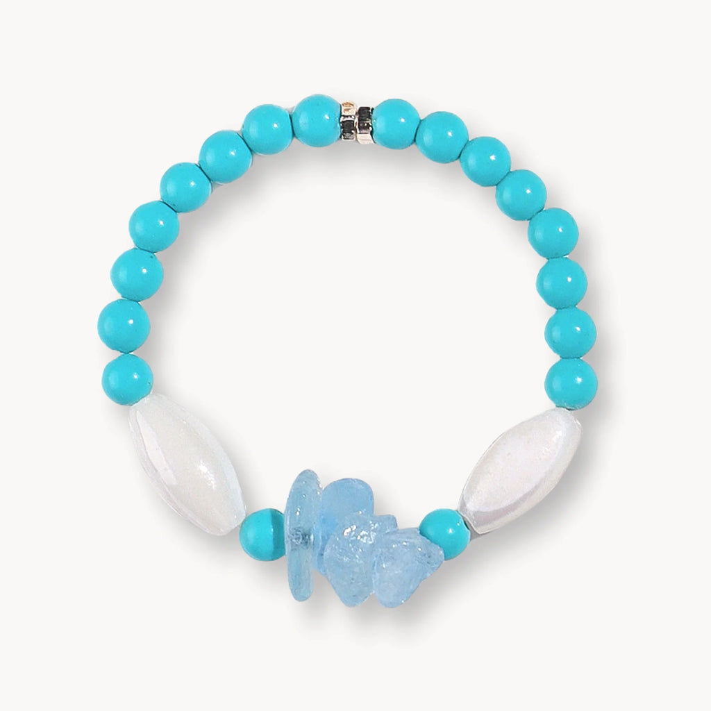 Natural Turquoise Trochus Shell & Aquamarine Ring