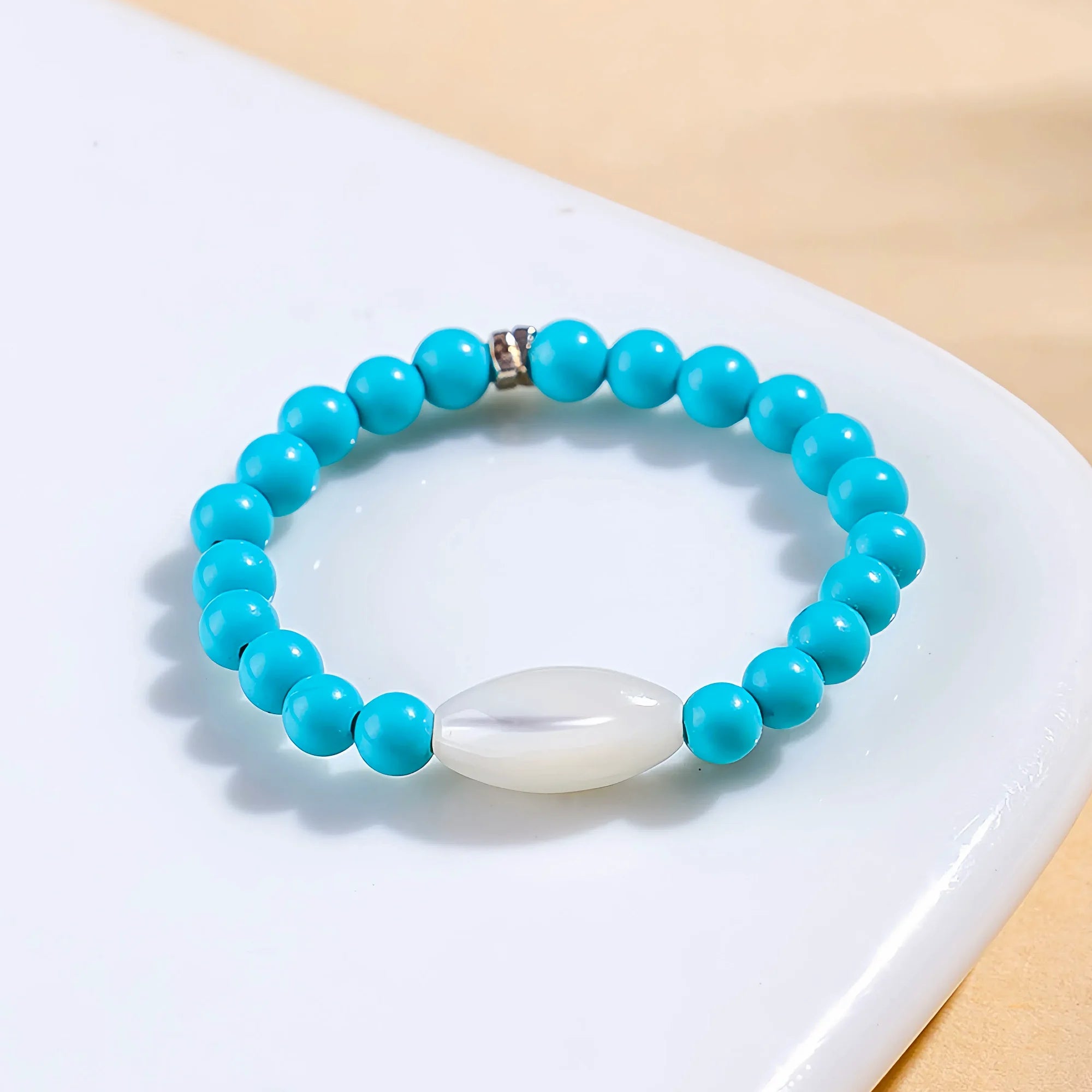 Natural Turquoise & Trochus Shell Statement Ring