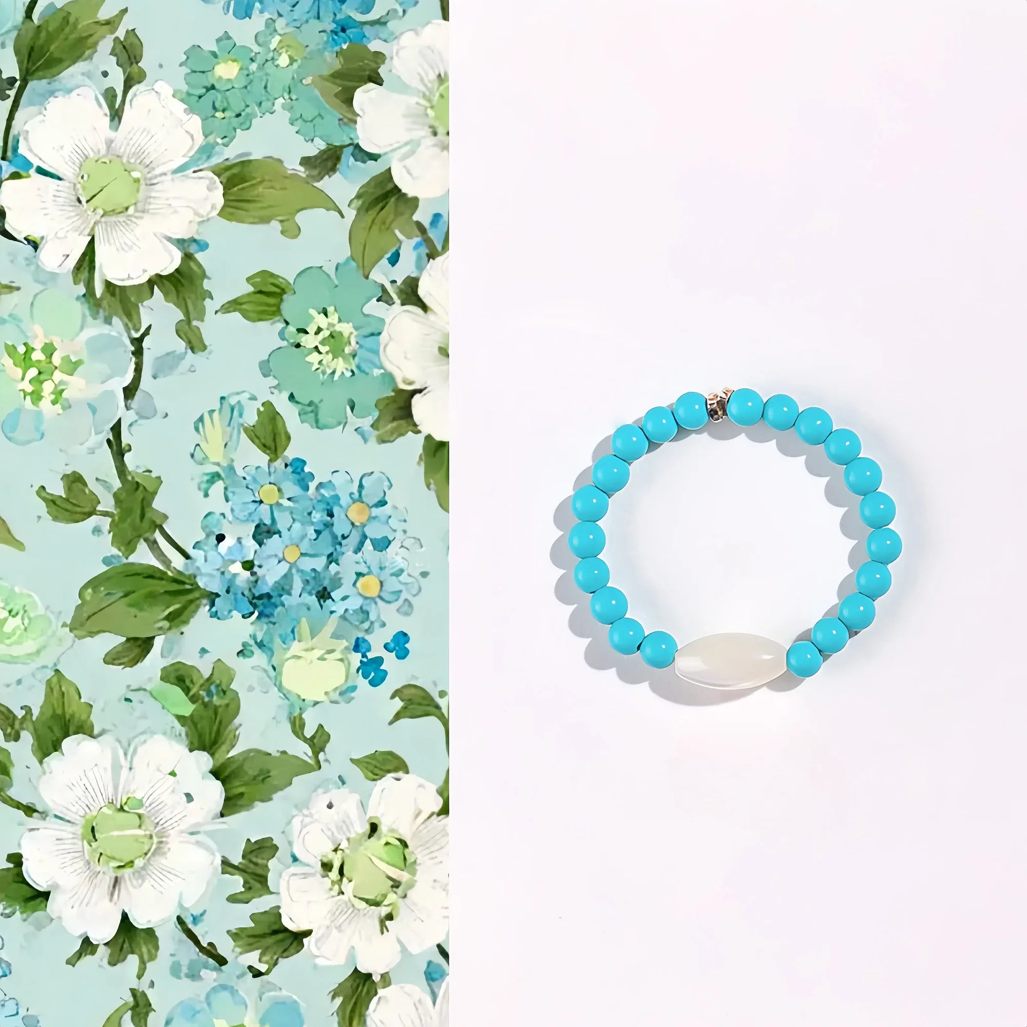 Natural Turquoise & Trochus Shell Statement Ring