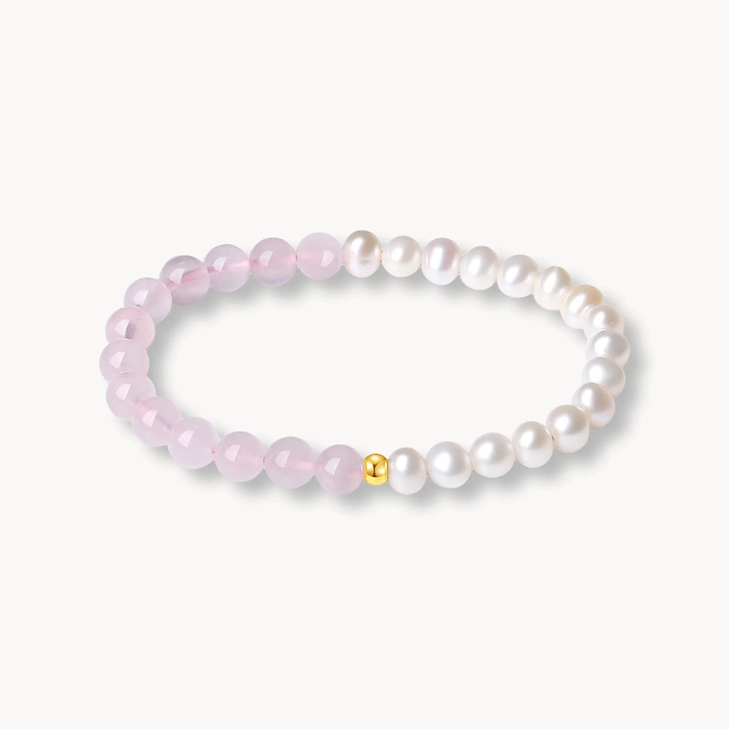 Pink Quartz & Pearl Gold Blessing Bracelet