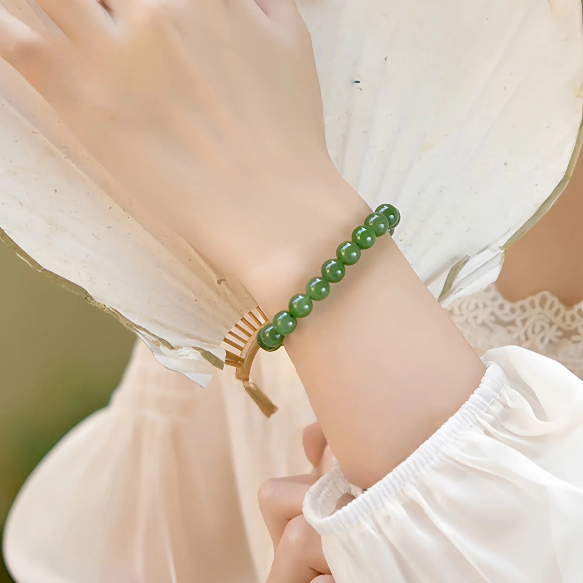 Pure Spinach Green Hetian Jade Bracelet