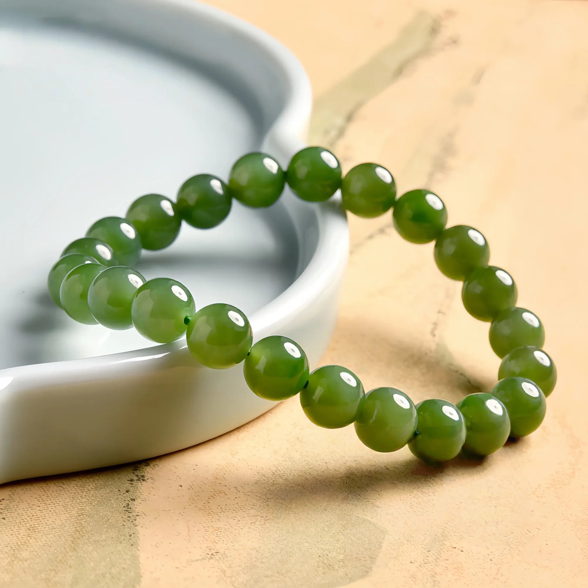 Pure Spinach Green Hetian Jade Bracelet