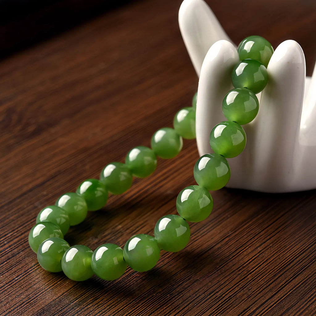 Pure Spinach Green Hetian Jade Bracelet