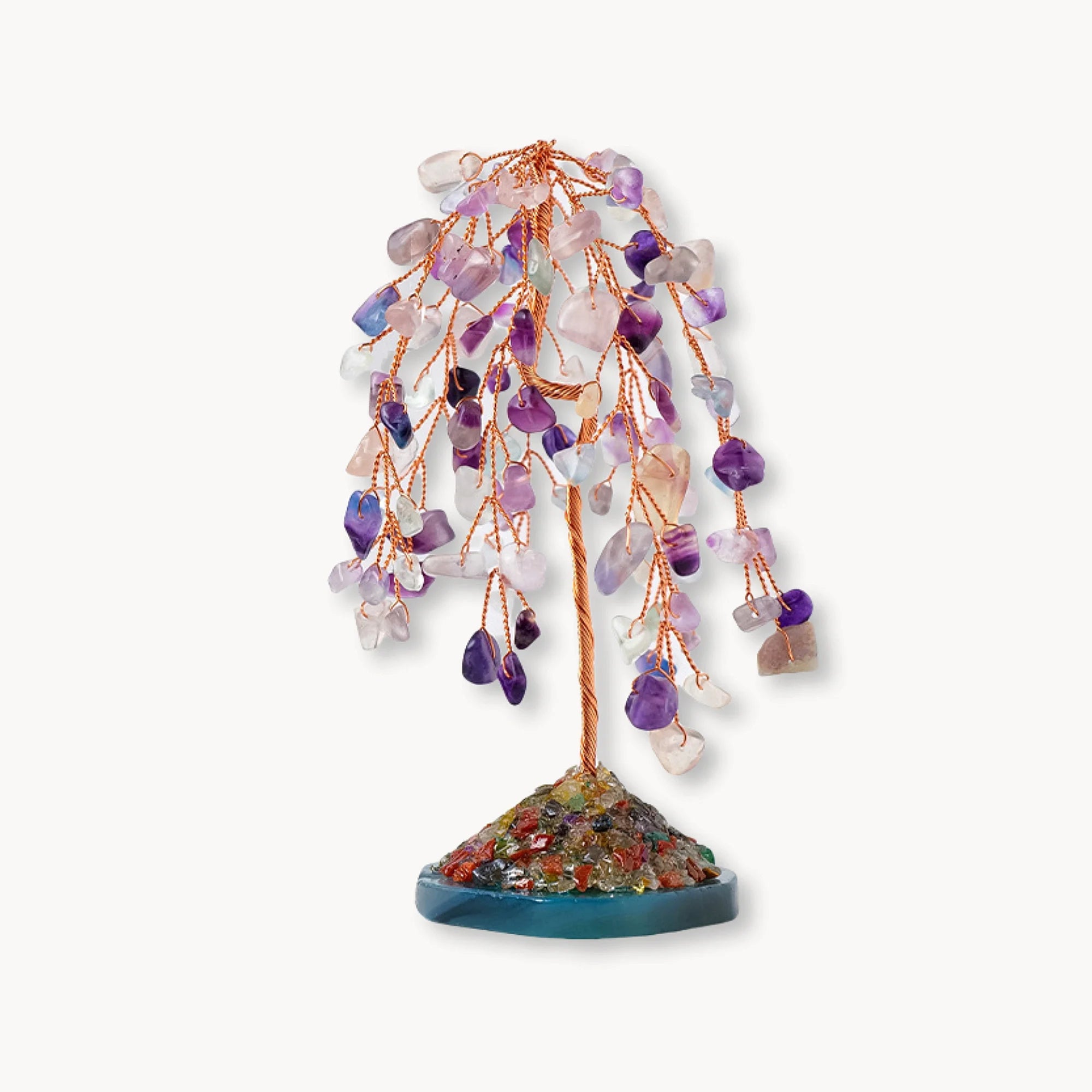 Rainbow Fluorite Crystal Energy Tree with Mineral Base