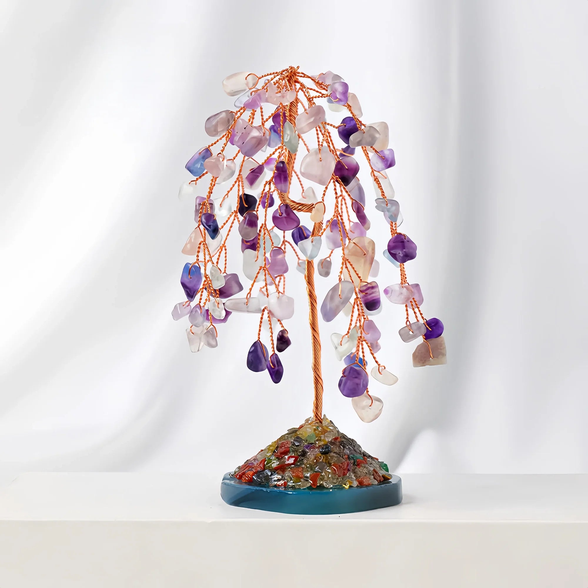 Rainbow Fluorite Crystal Energy Tree with Mineral Base