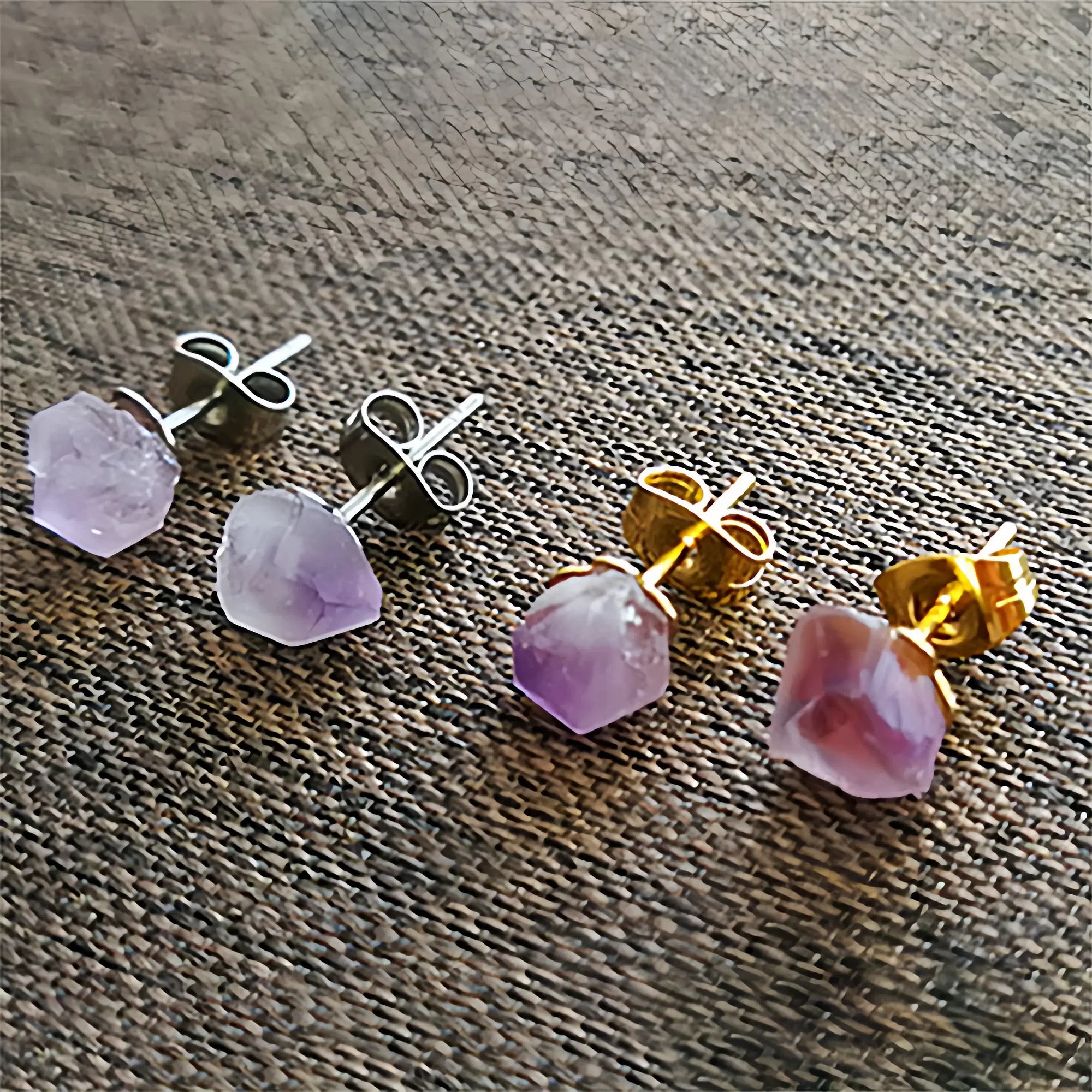 Raw Amethyst Stud Earrings