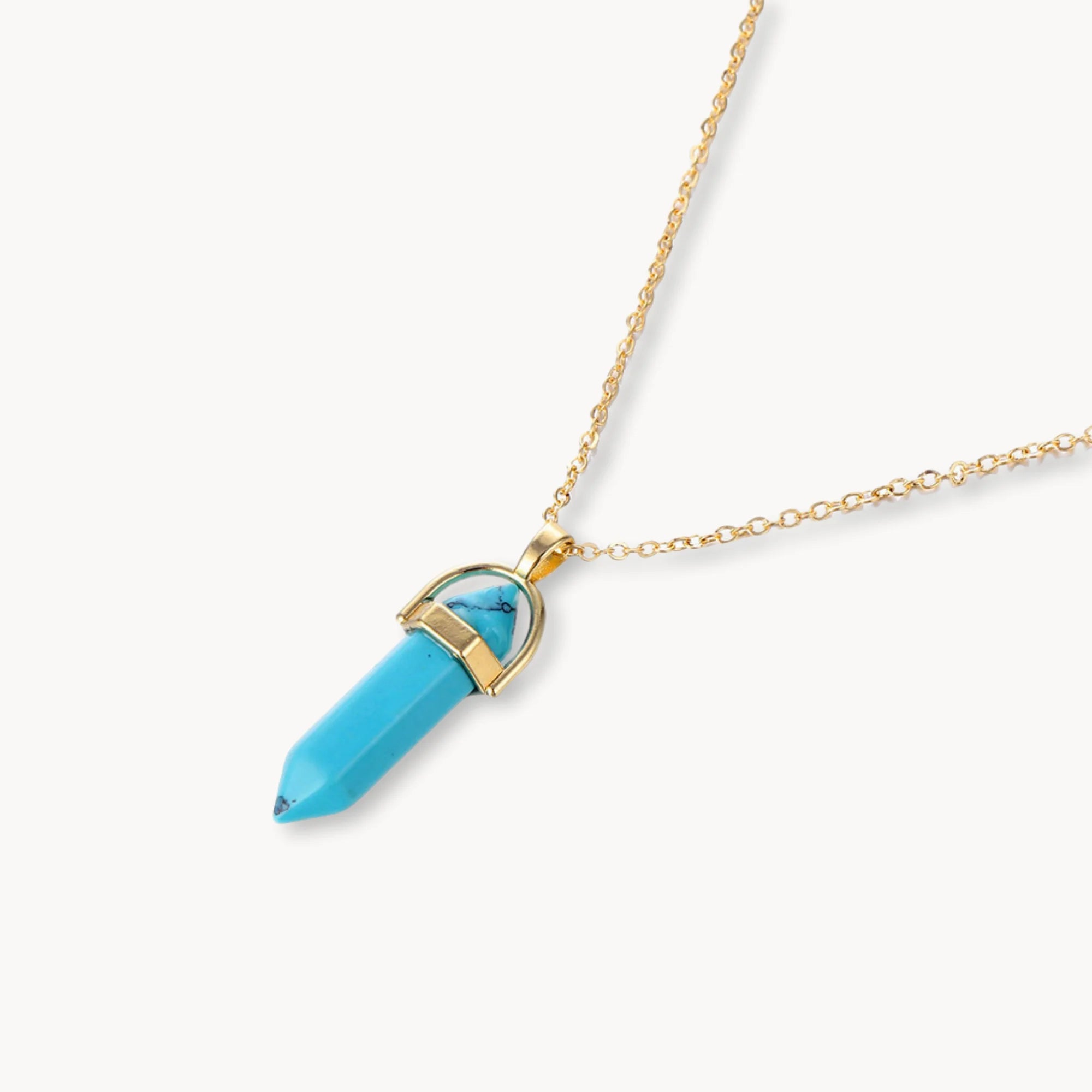 Raw Turquoise Pyramid Necklace Pendant in 18K Gold Vermeil