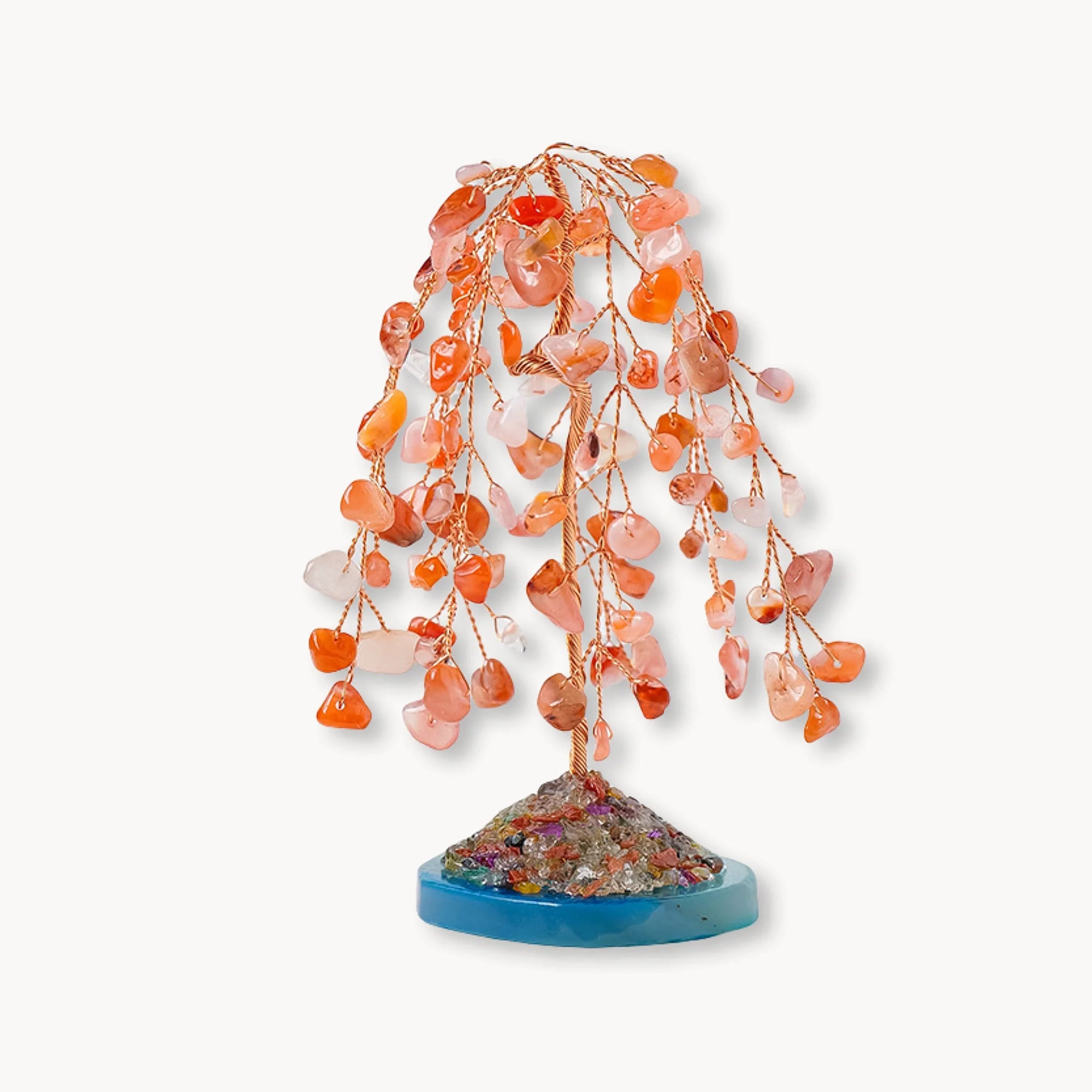 Red Carnelian Crystal Willow Energy Tree with Mineral Base