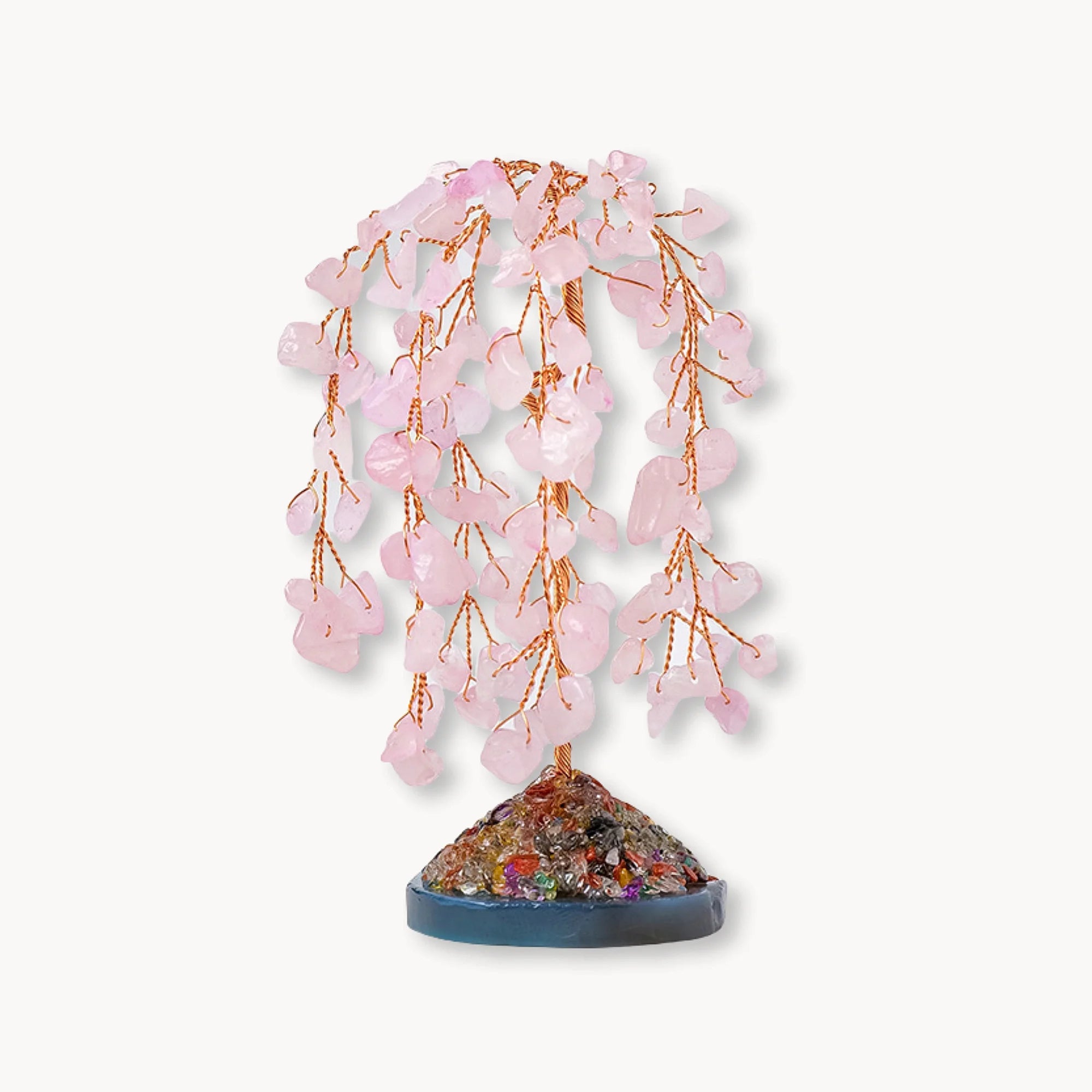 Rose Quartz Crystal Energy Tree with Mineral Base