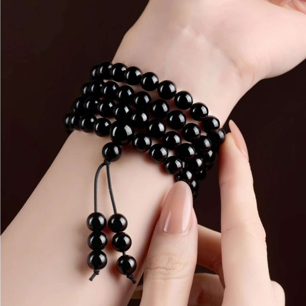 Sacred 108-Bead Golden Sheen Obsidian Mala