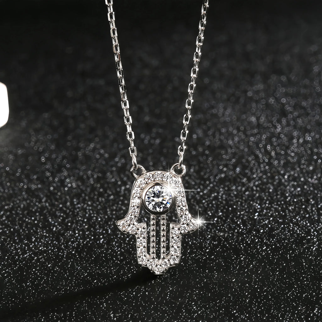 Sacred Diamond Hamsa Hand Necklace