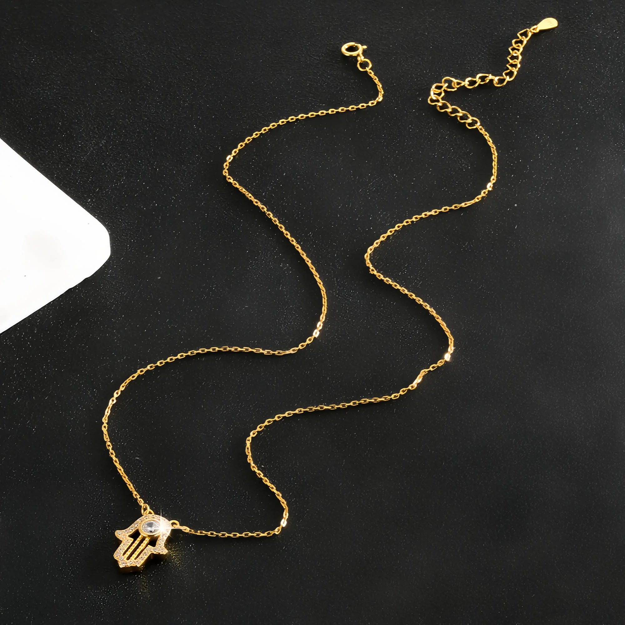 Sacred Diamond Hamsa Hand Necklace