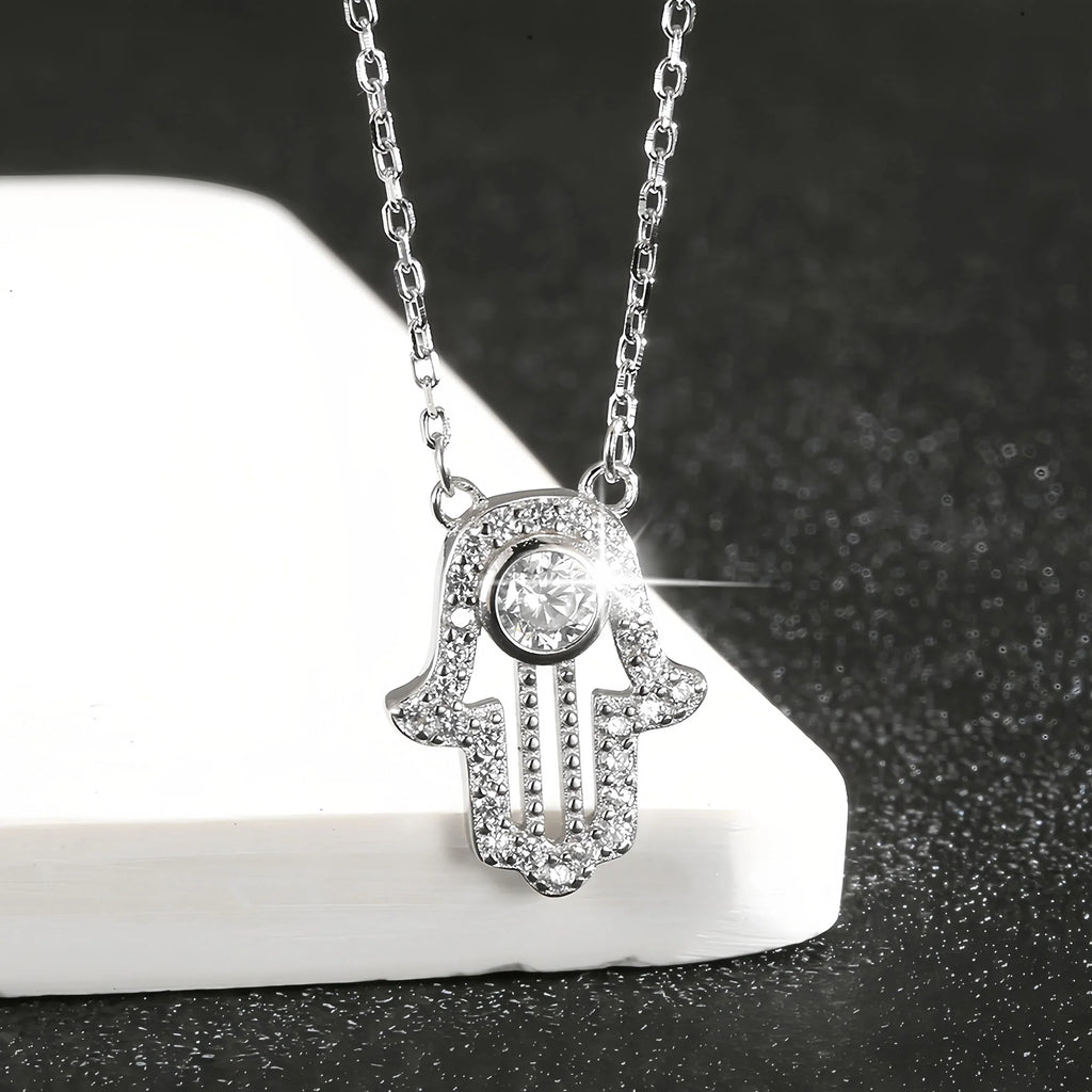 Sacred Diamond Hamsa Hand Necklace