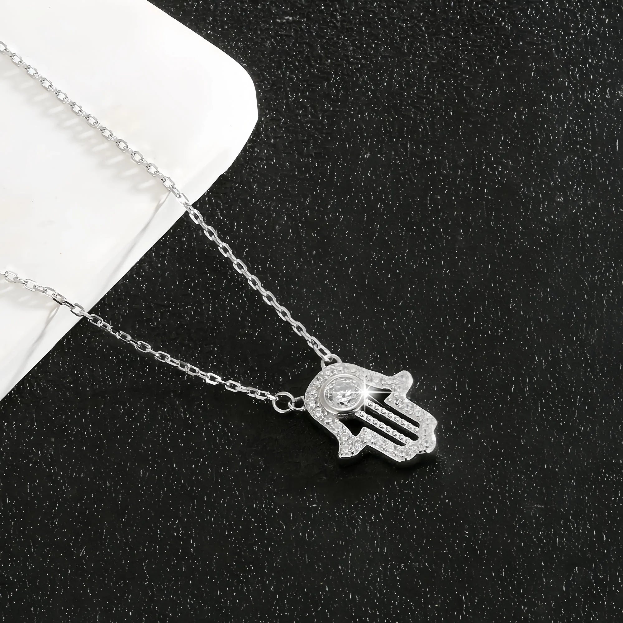 Sacred Diamond Hamsa Hand Necklace