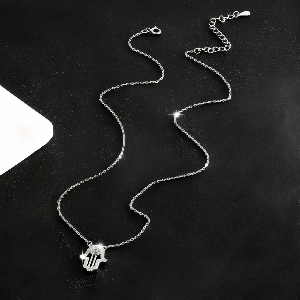 Sacred Diamond Hamsa Hand Necklace