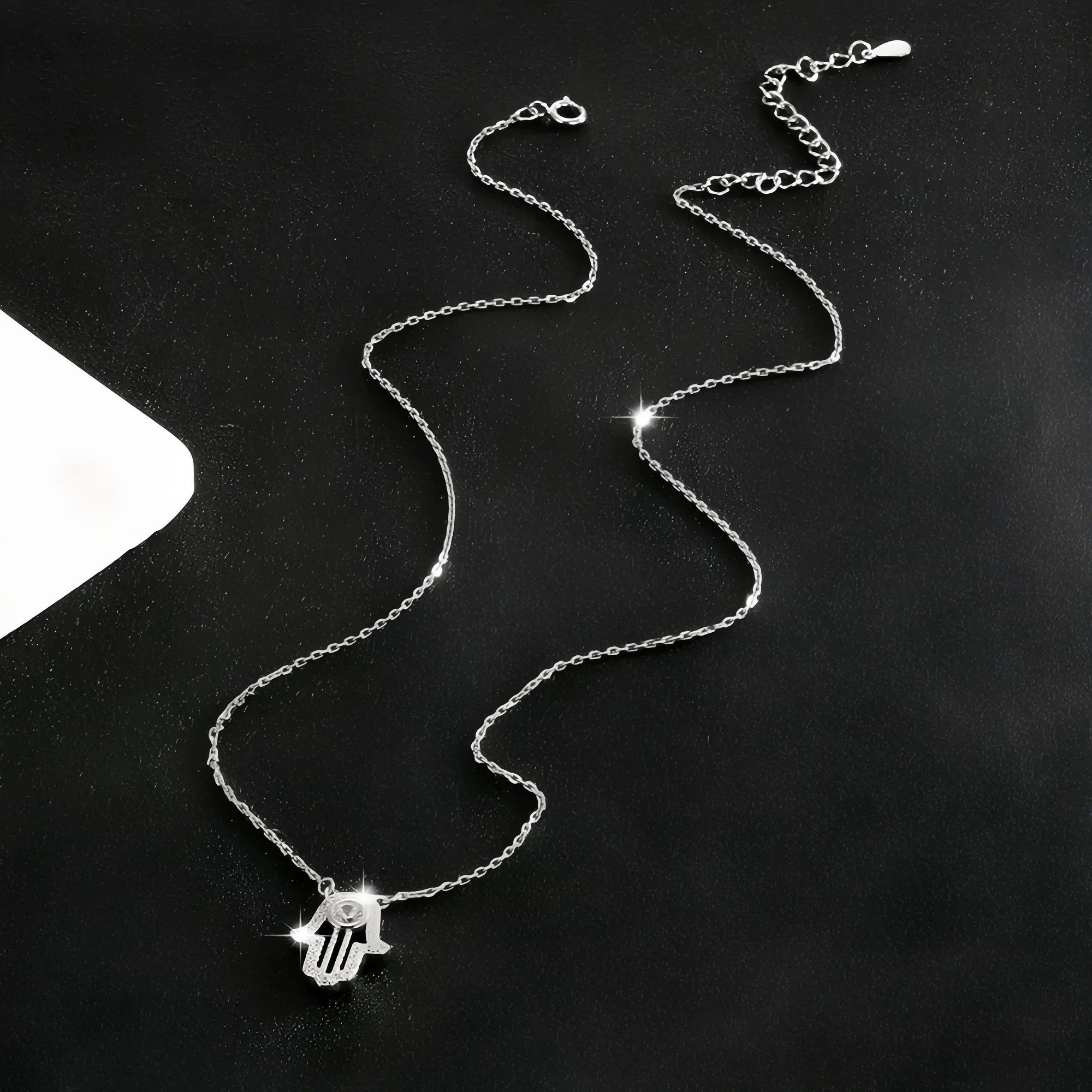 Sacred Diamond Hamsa Hand Necklace