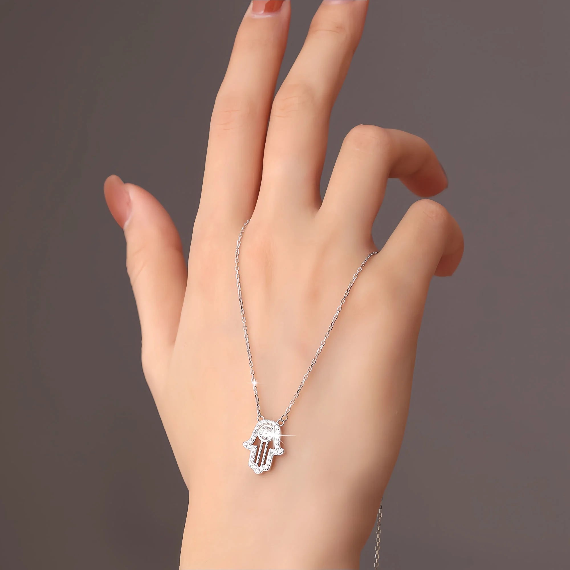 Sacred Diamond Hamsa Hand Necklace