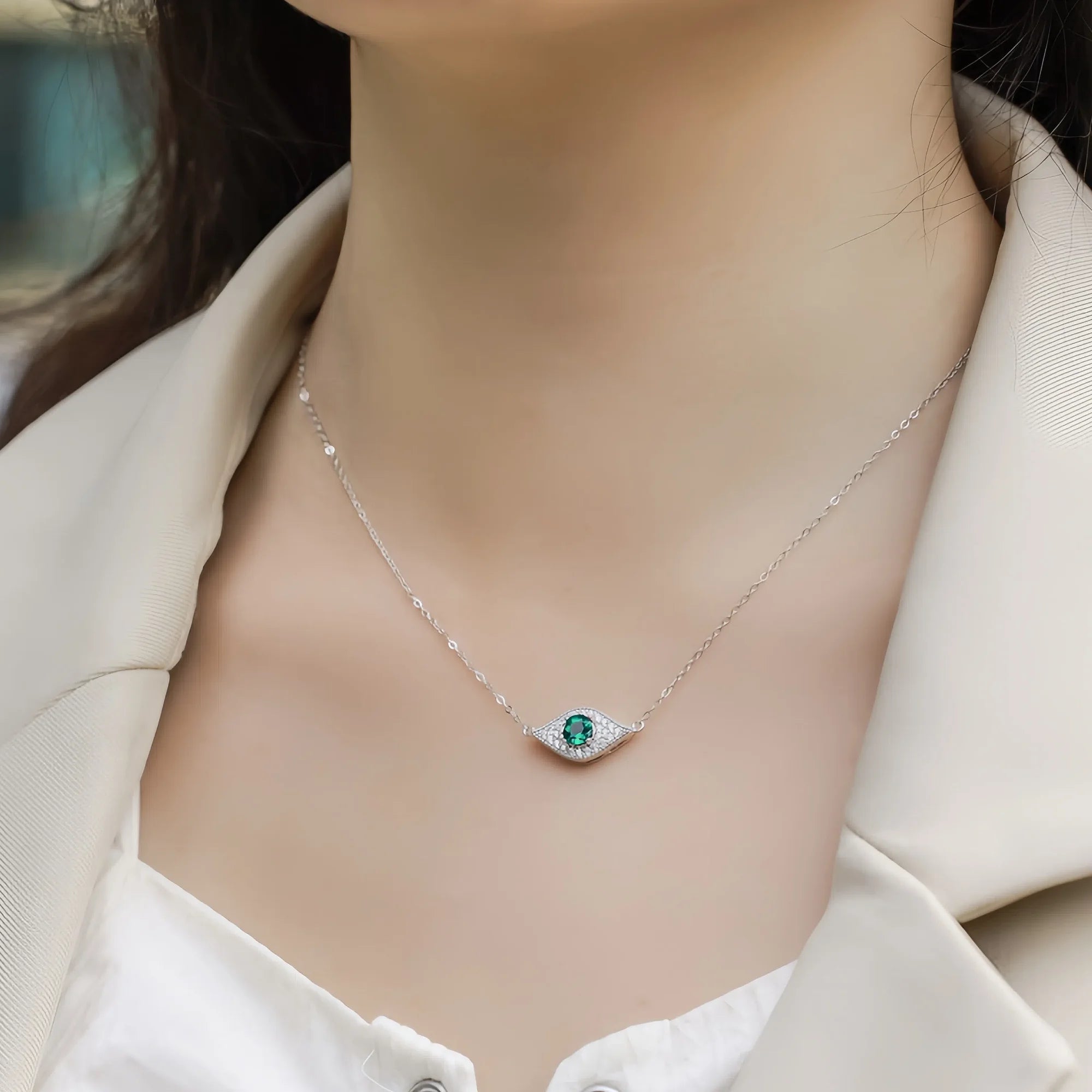 Sacred Emerald Evil Eye Guardian Necklace