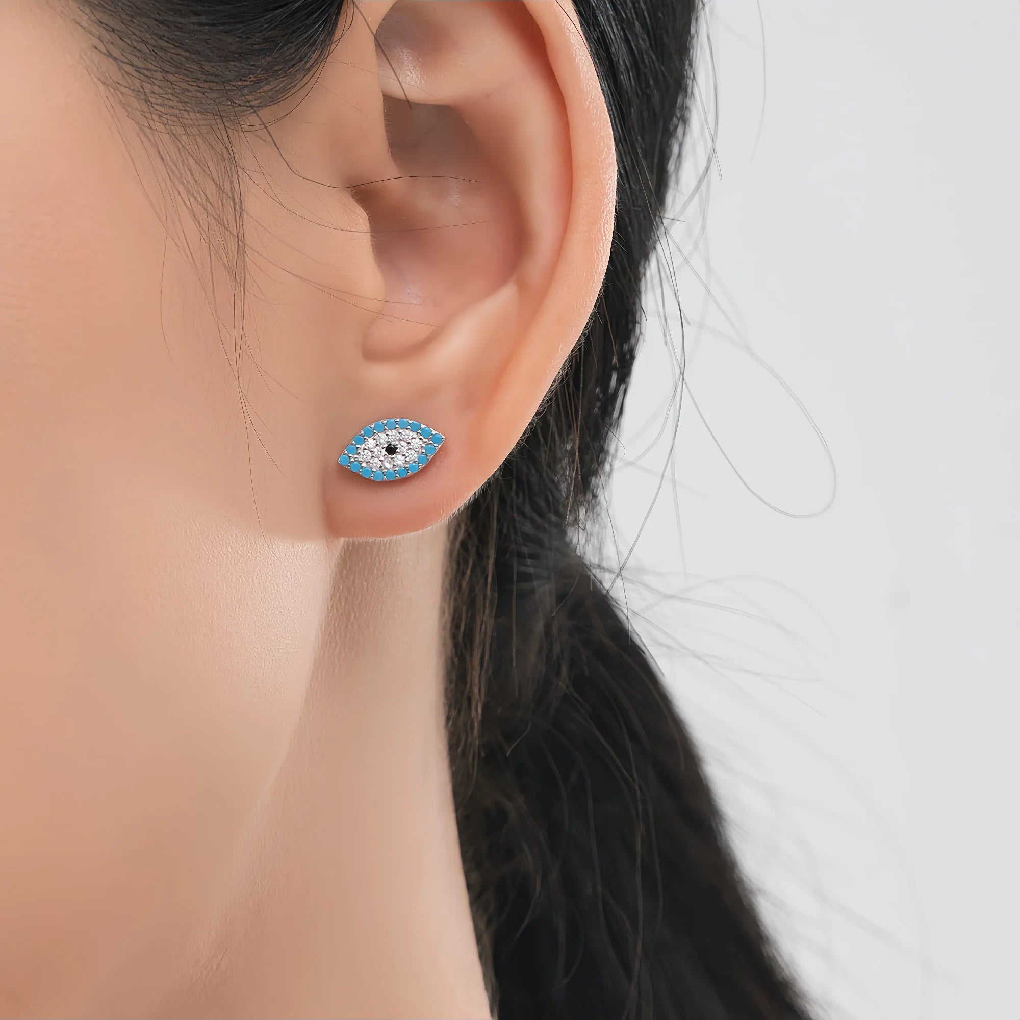Sacred Evil Eye Turquoise Guardian Stud Earrings