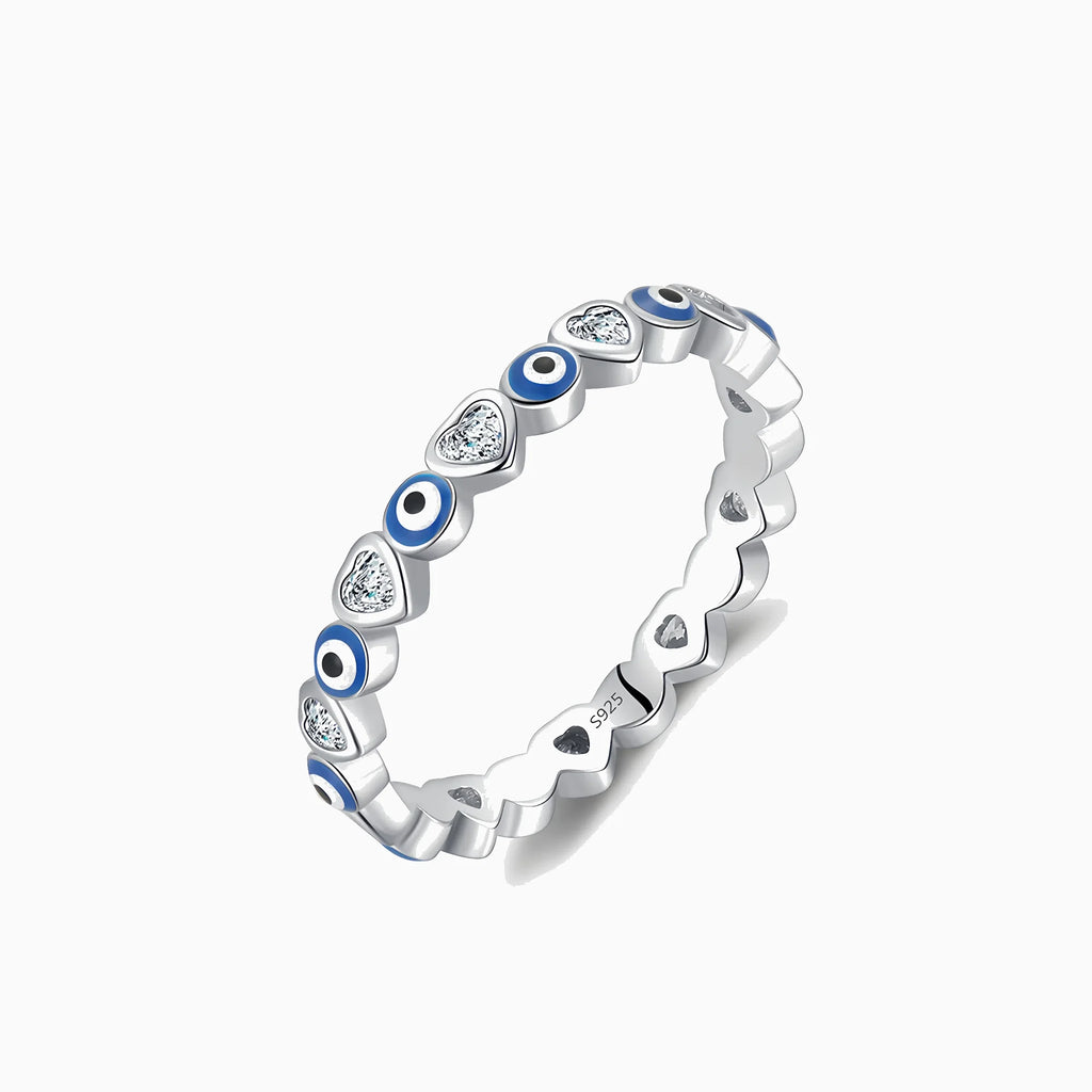 Sacred Heart & Evil Eye Women's Band in Silver