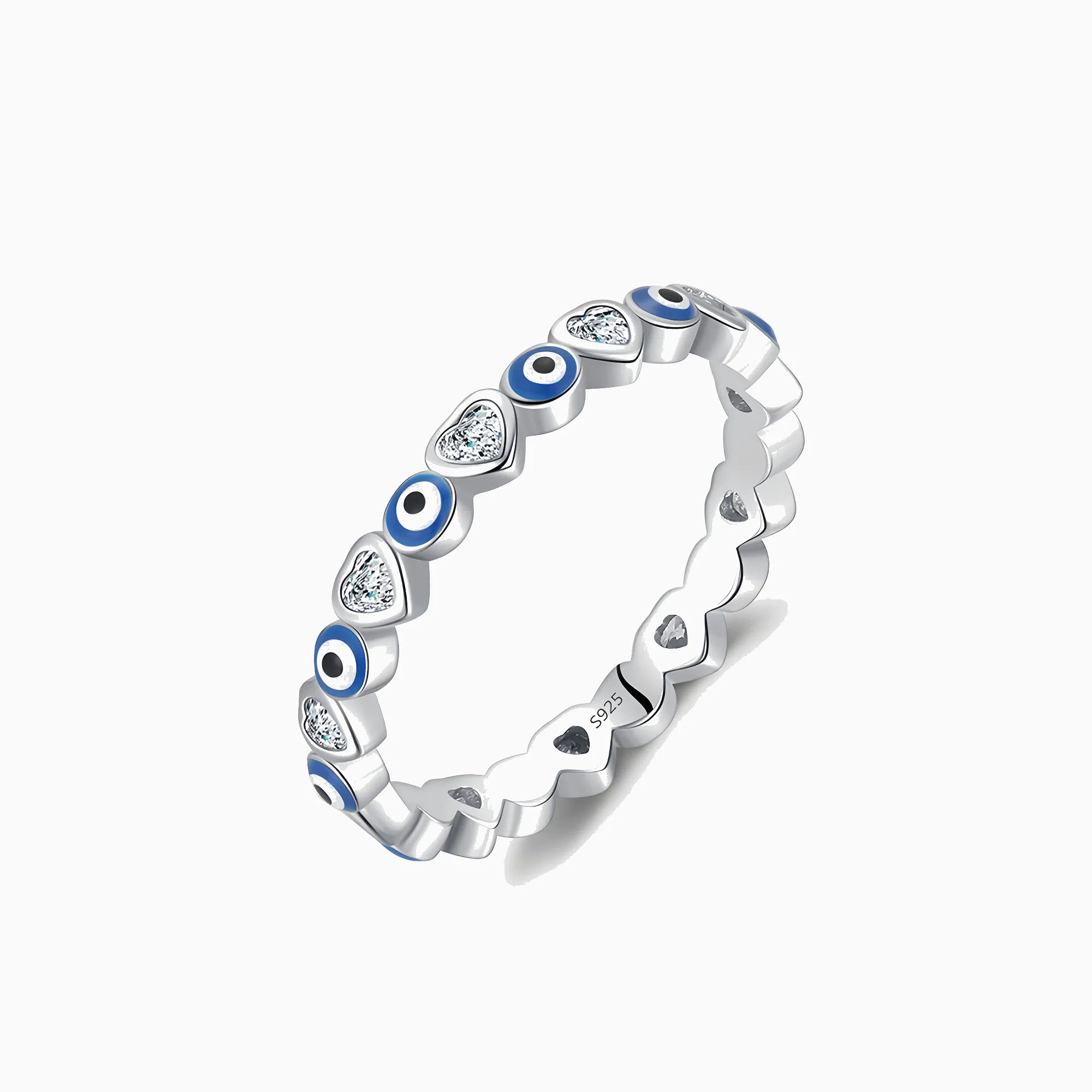 Sacred Heart & Evil Eye Women's Band in Silver
