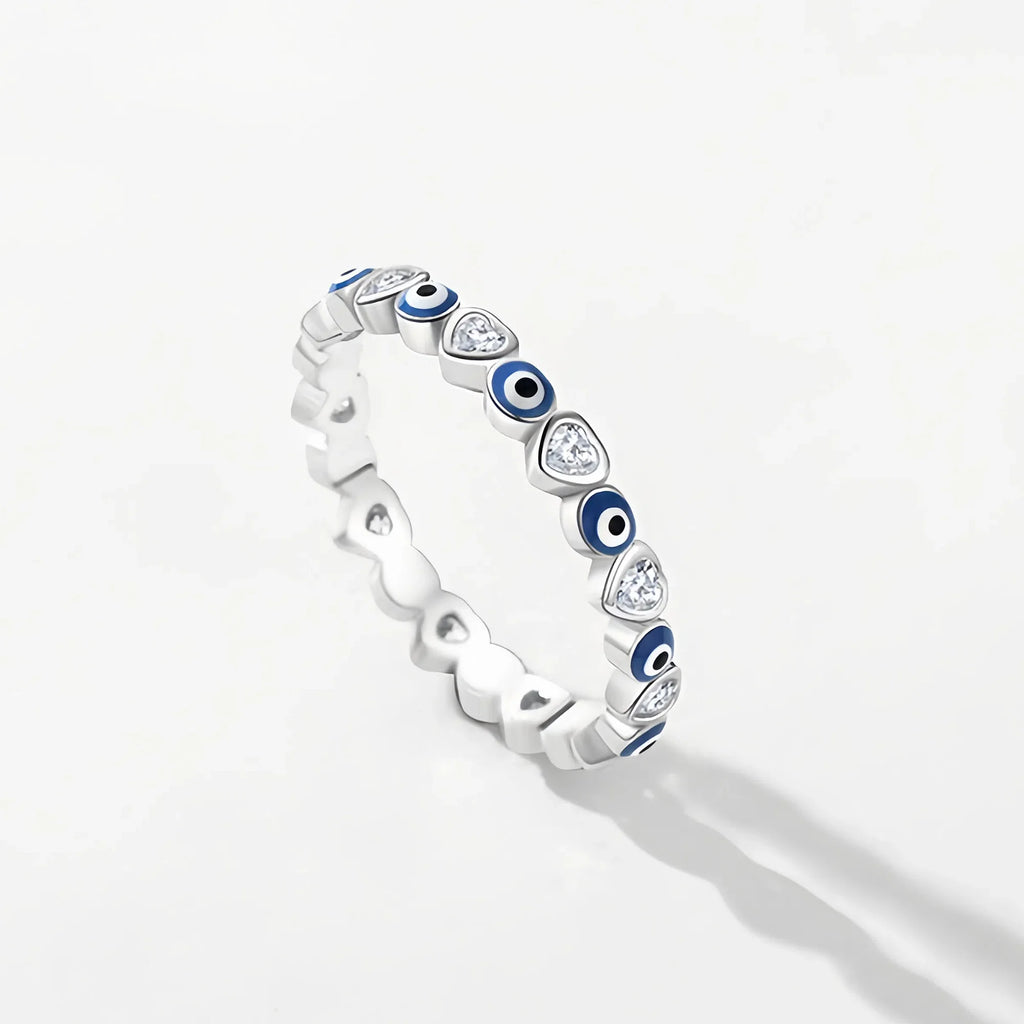 Sacred Heart & Evil Eye Women's Band in Silver