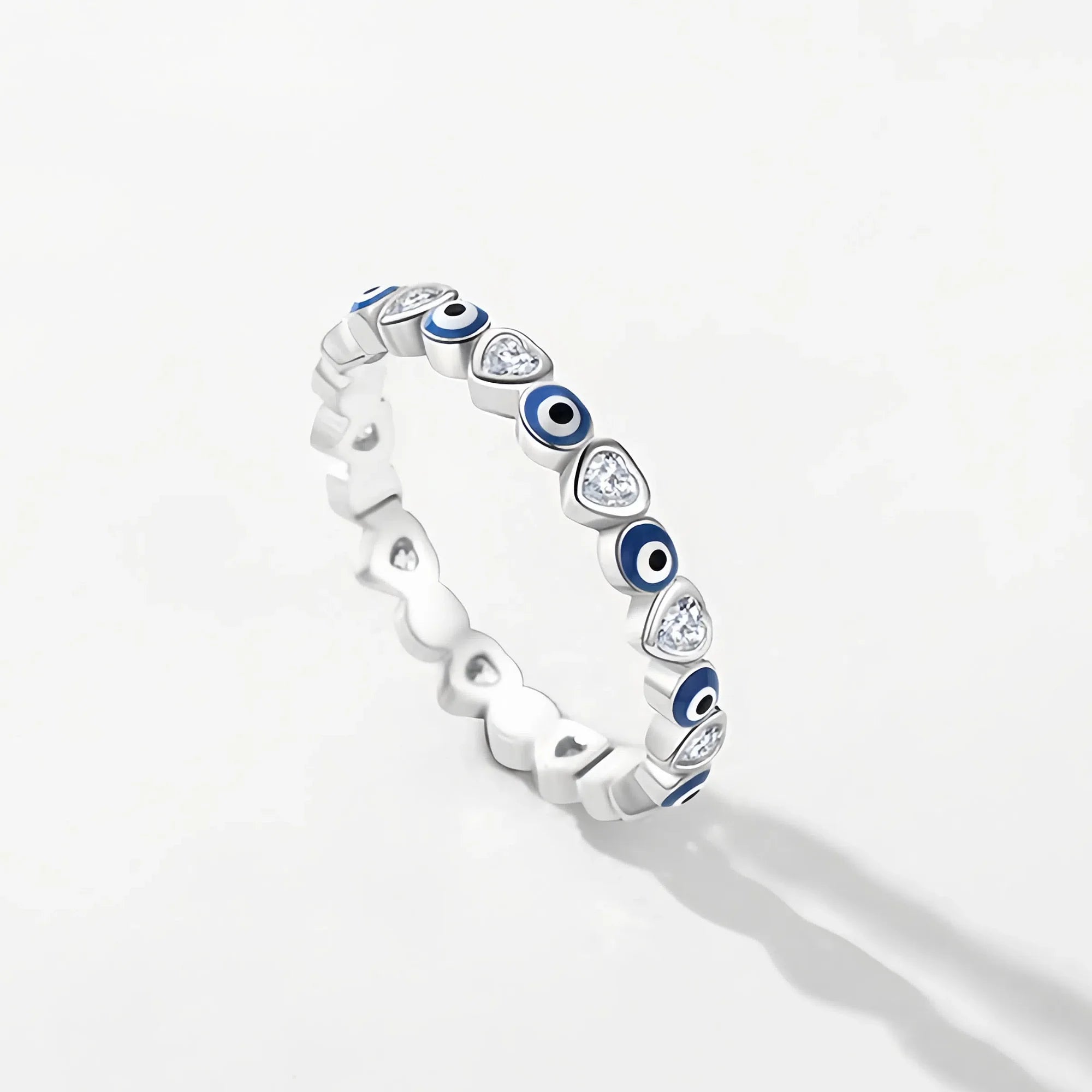 Sacred Heart & Evil Eye Women's Band in Silver