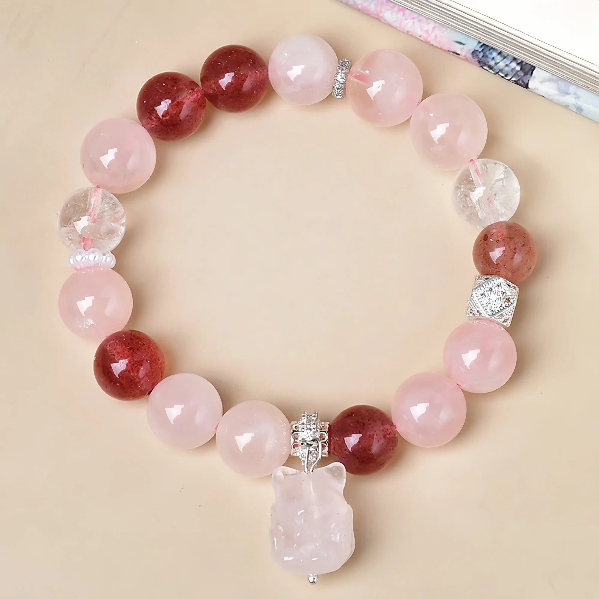 Sacred Fox Strawberry Quartz Bracelet