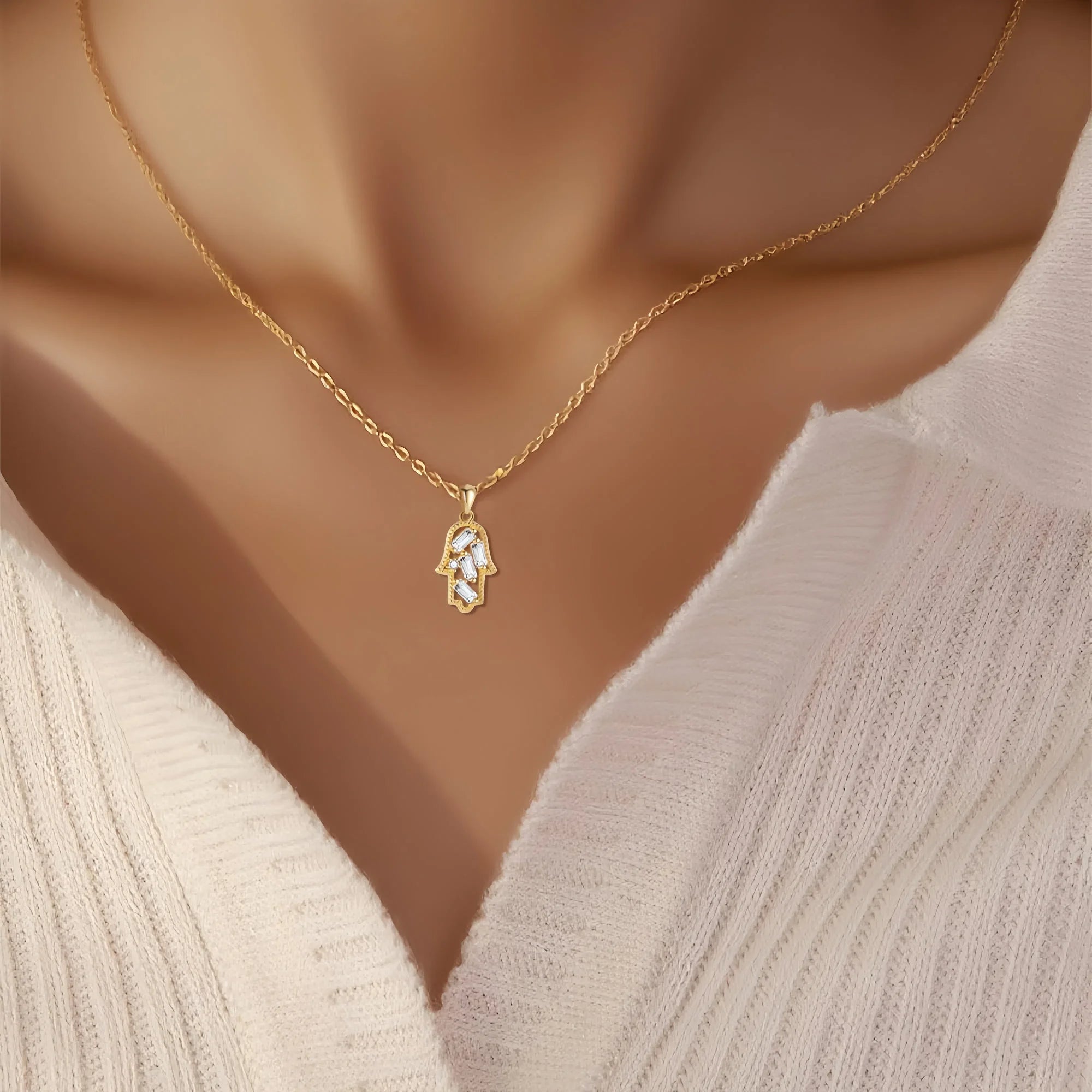 Sacred Hamsa Hand Protection Necklace