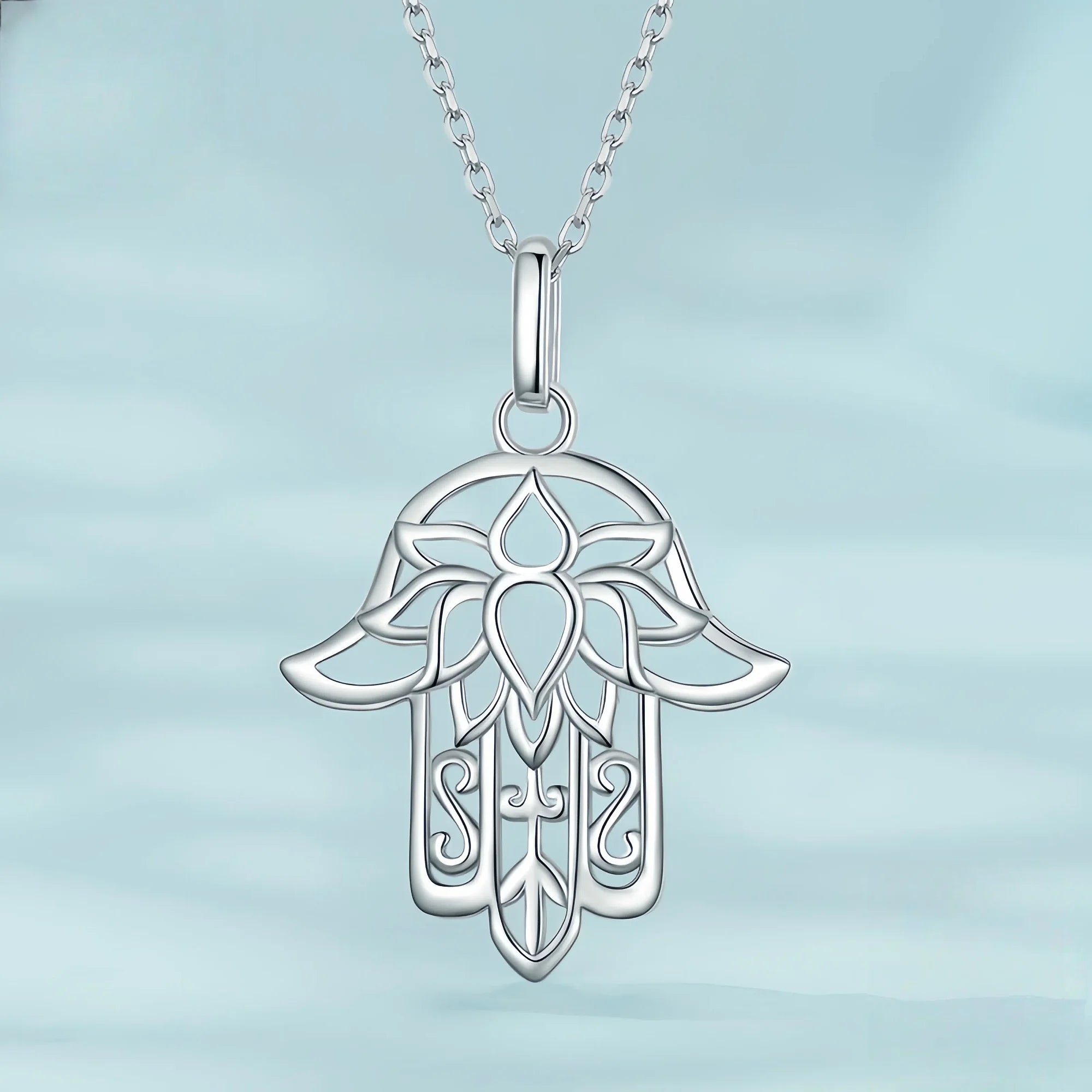 Sacred Hamsa & Lotus Sanctuary Necklace
