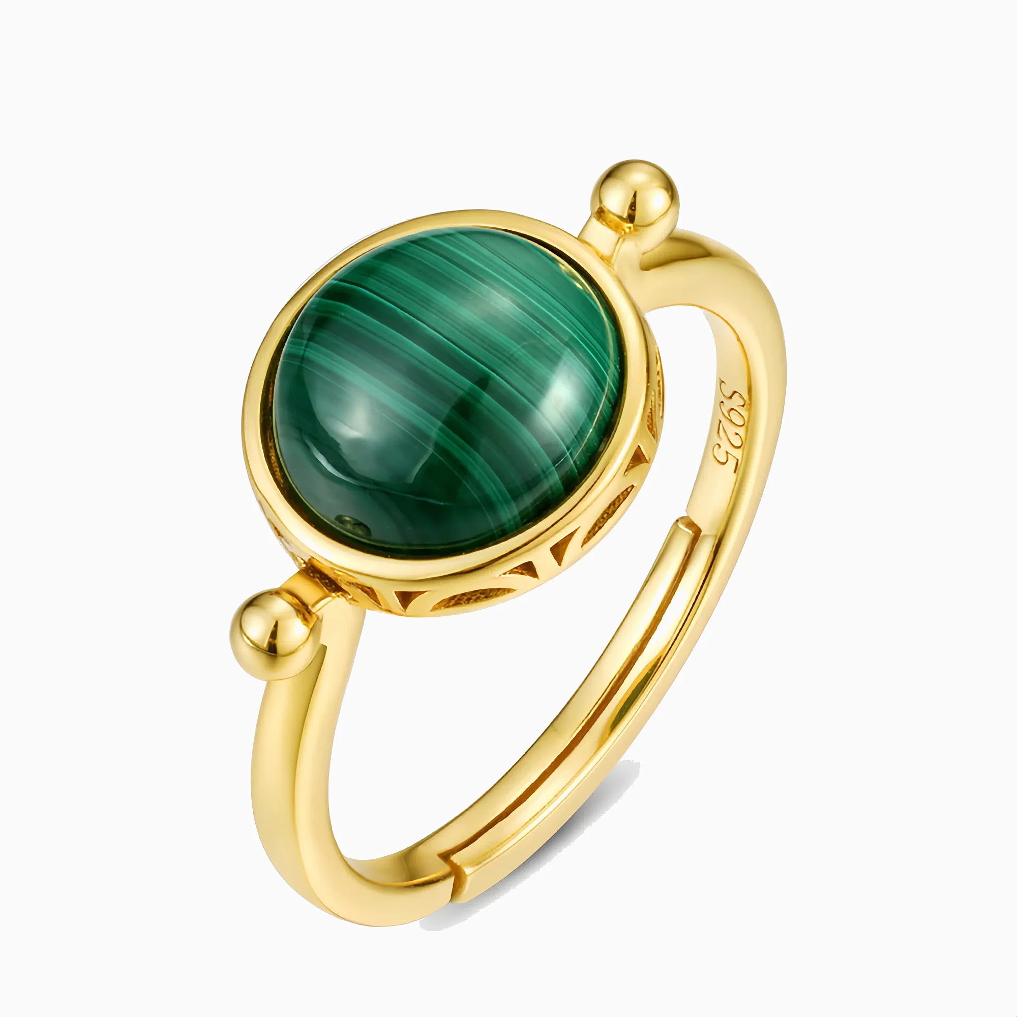 Sacred Malachite Open Heart Ring