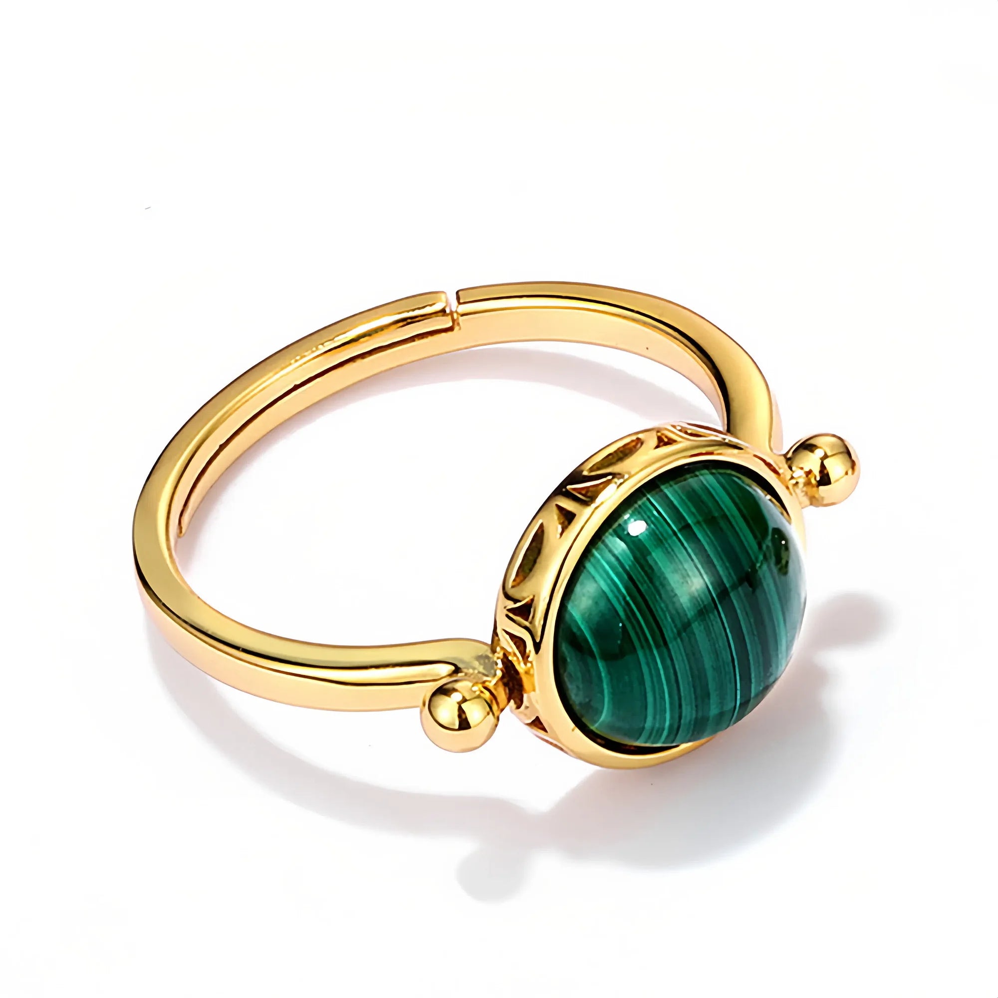 Sacred Malachite Open Heart Ring