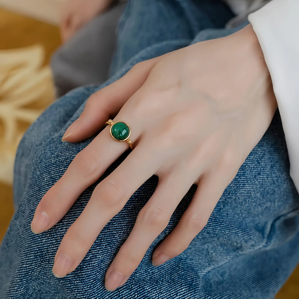 Sacred Malachite Open Heart Ring