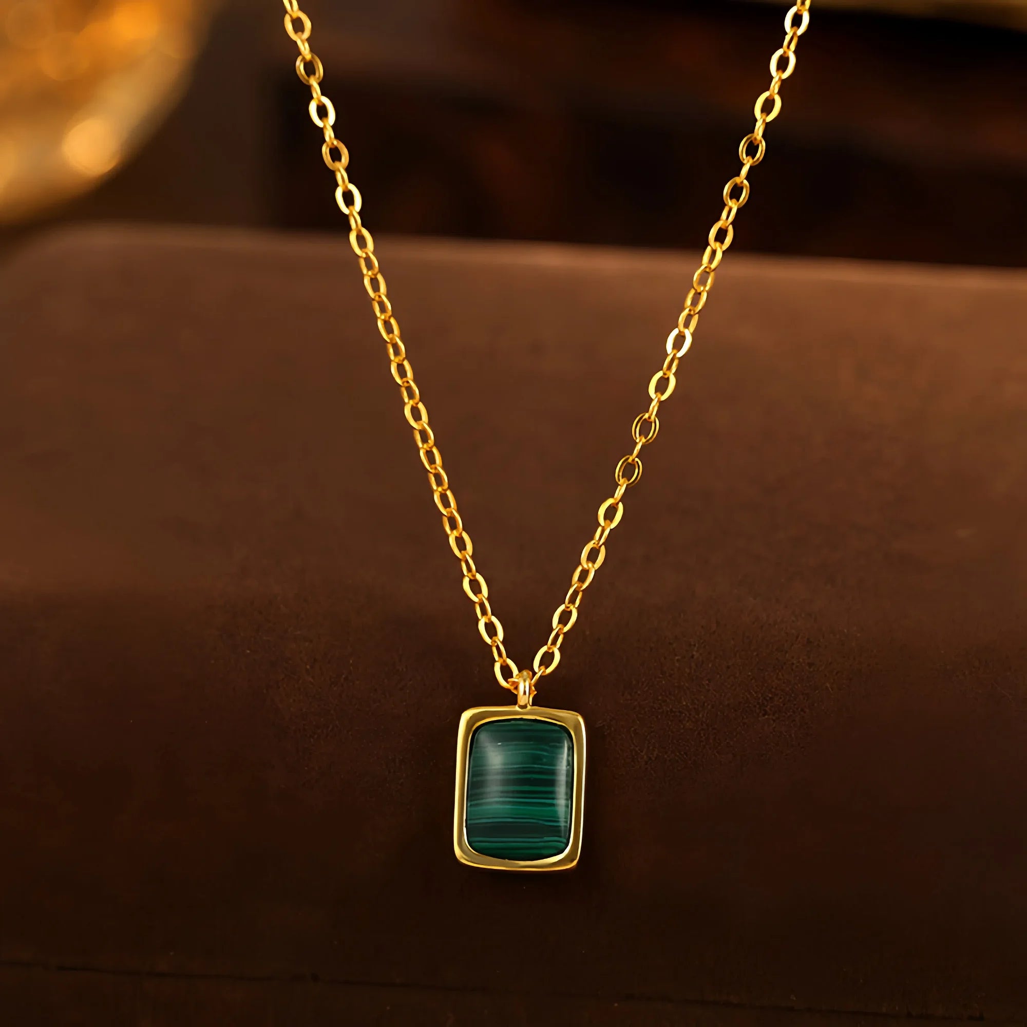 Sacred Malachite Square Pendant Necklace
