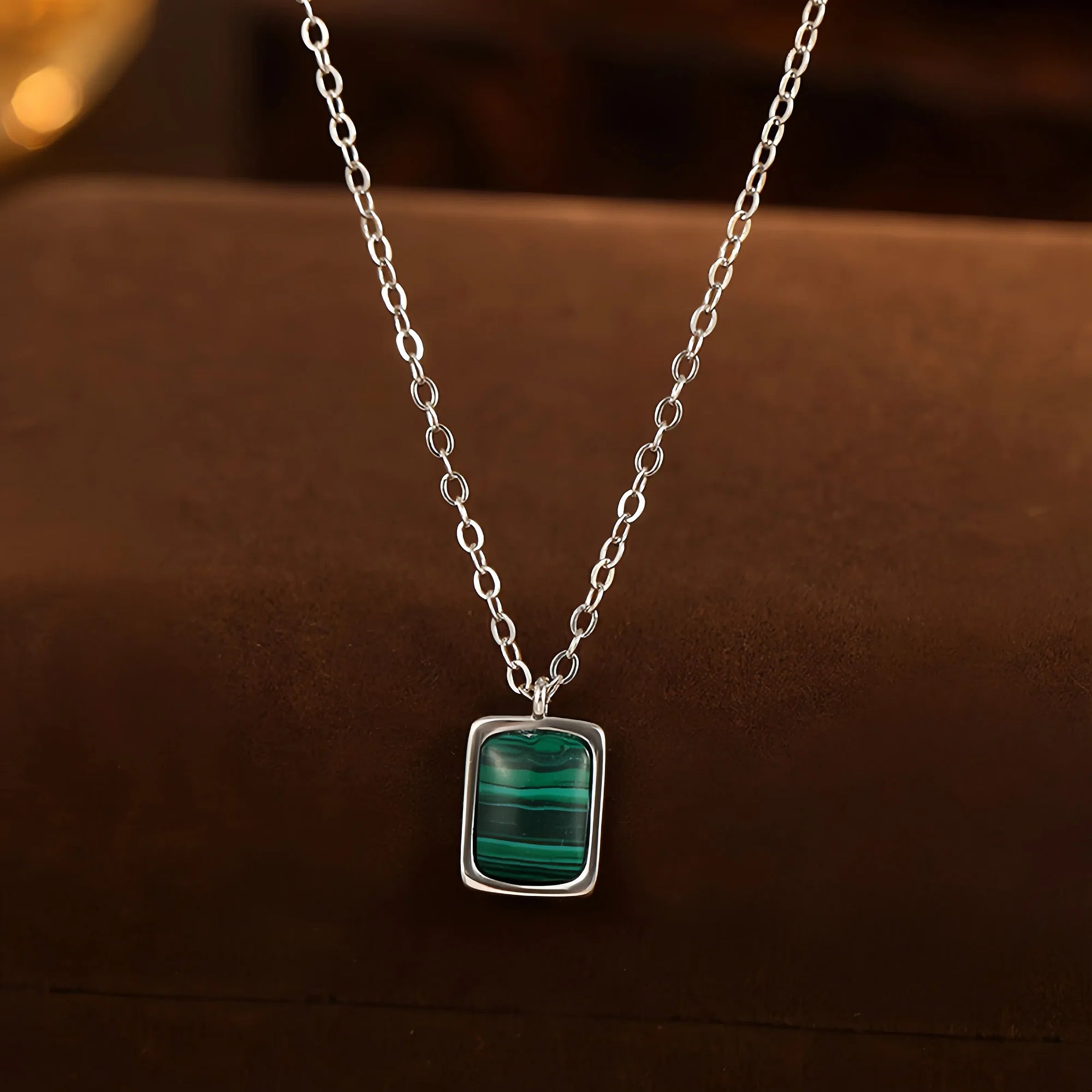 Sacred Malachite Square Pendant Necklace
