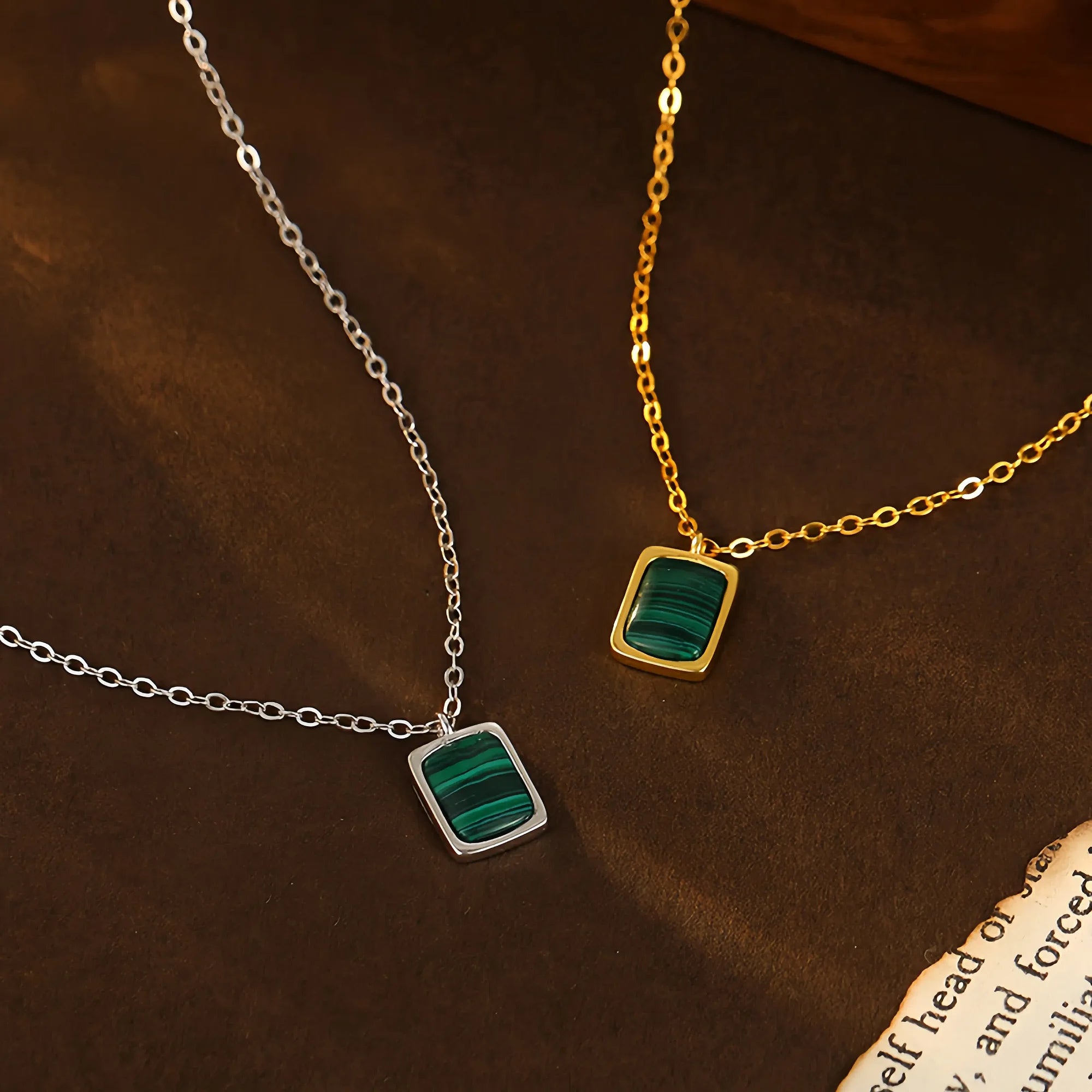 Sacred Malachite Square Pendant Necklace